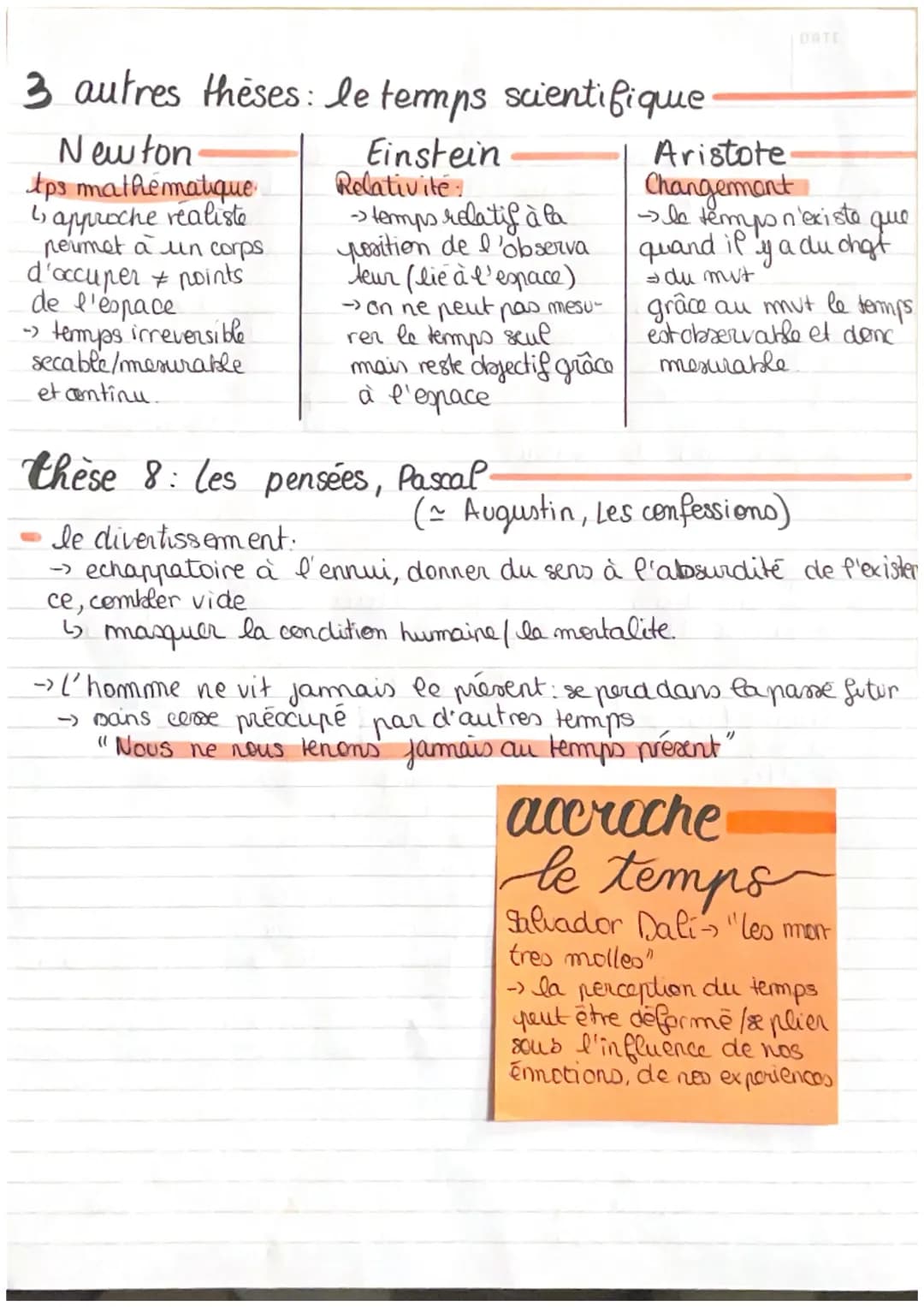 le temps
la doxa
On croit qu'on a du tempo, decoupage du temps pour se
repérer = impression de maîtriser son temps, division en 3
temps (pas