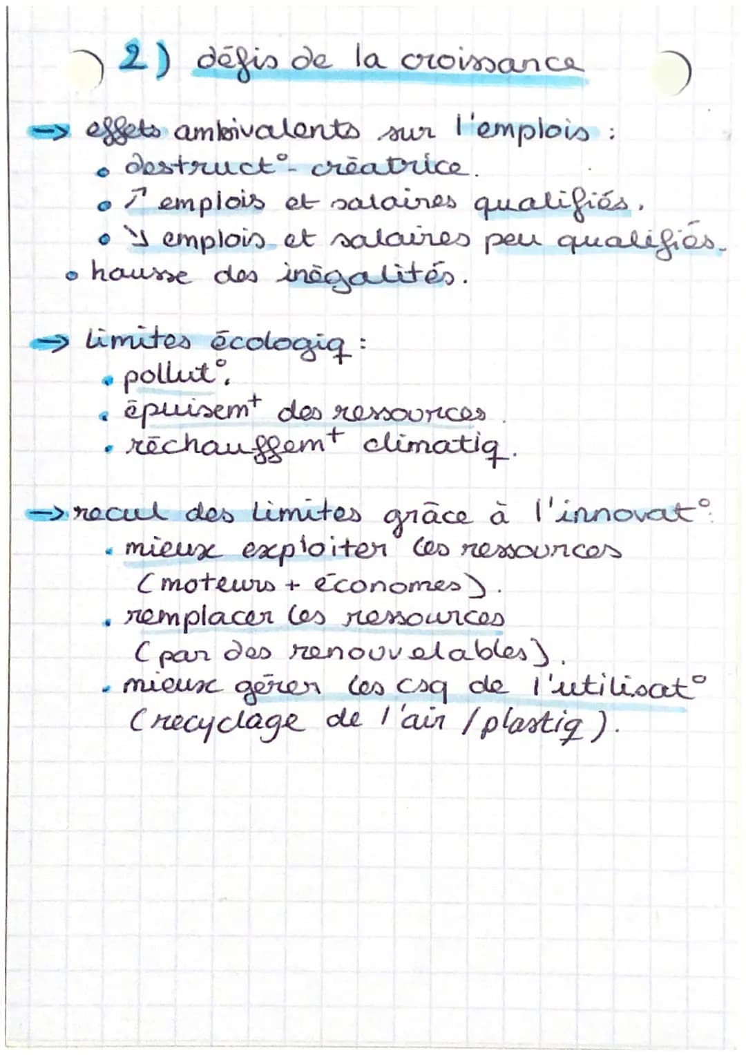 soorces
1) sources
/ défis de la croissance éco
de la croissance
→ la croissance économiq est due à :
• accumulat des facteurs de product.
c