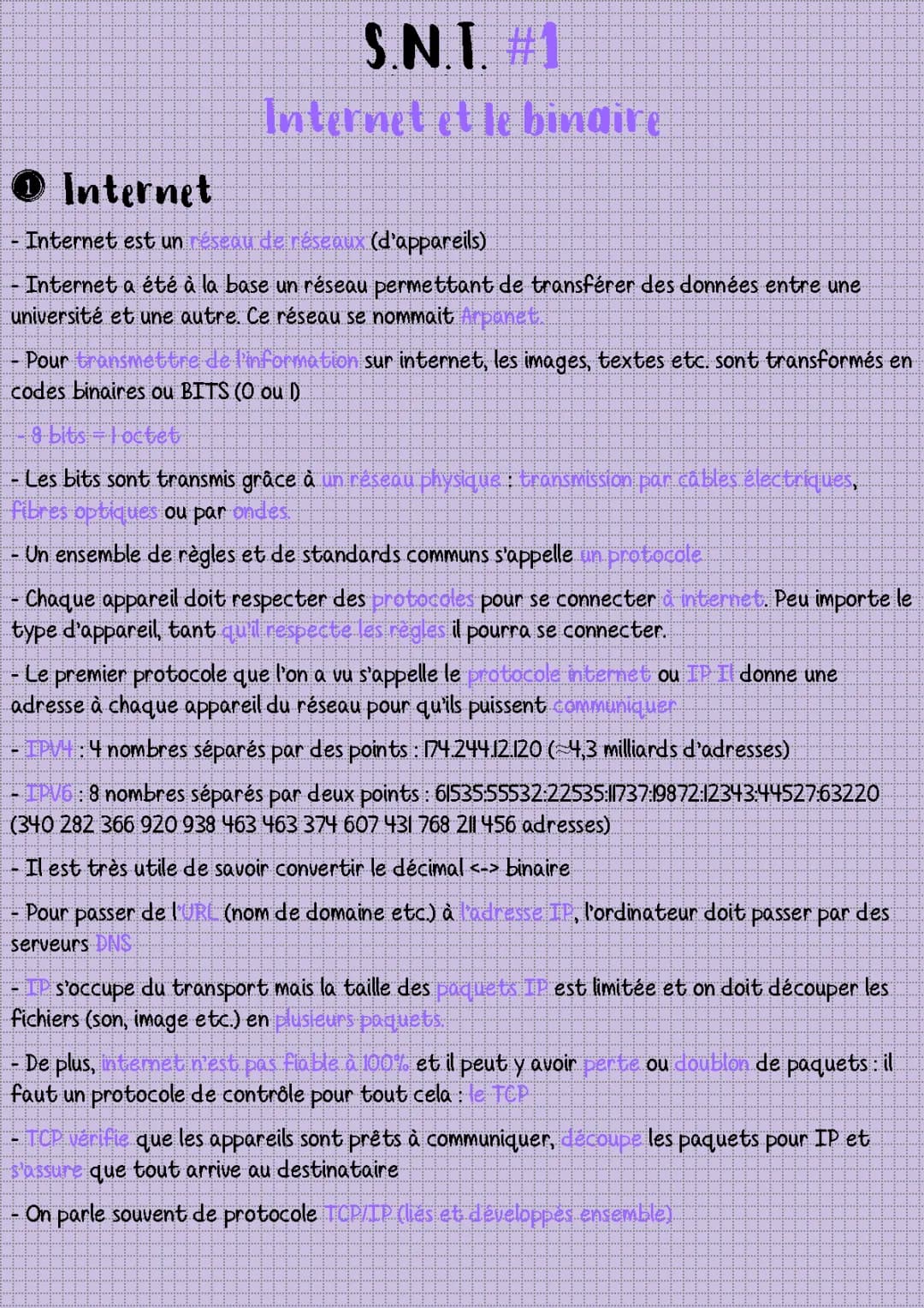 SNT- Internet et binaire