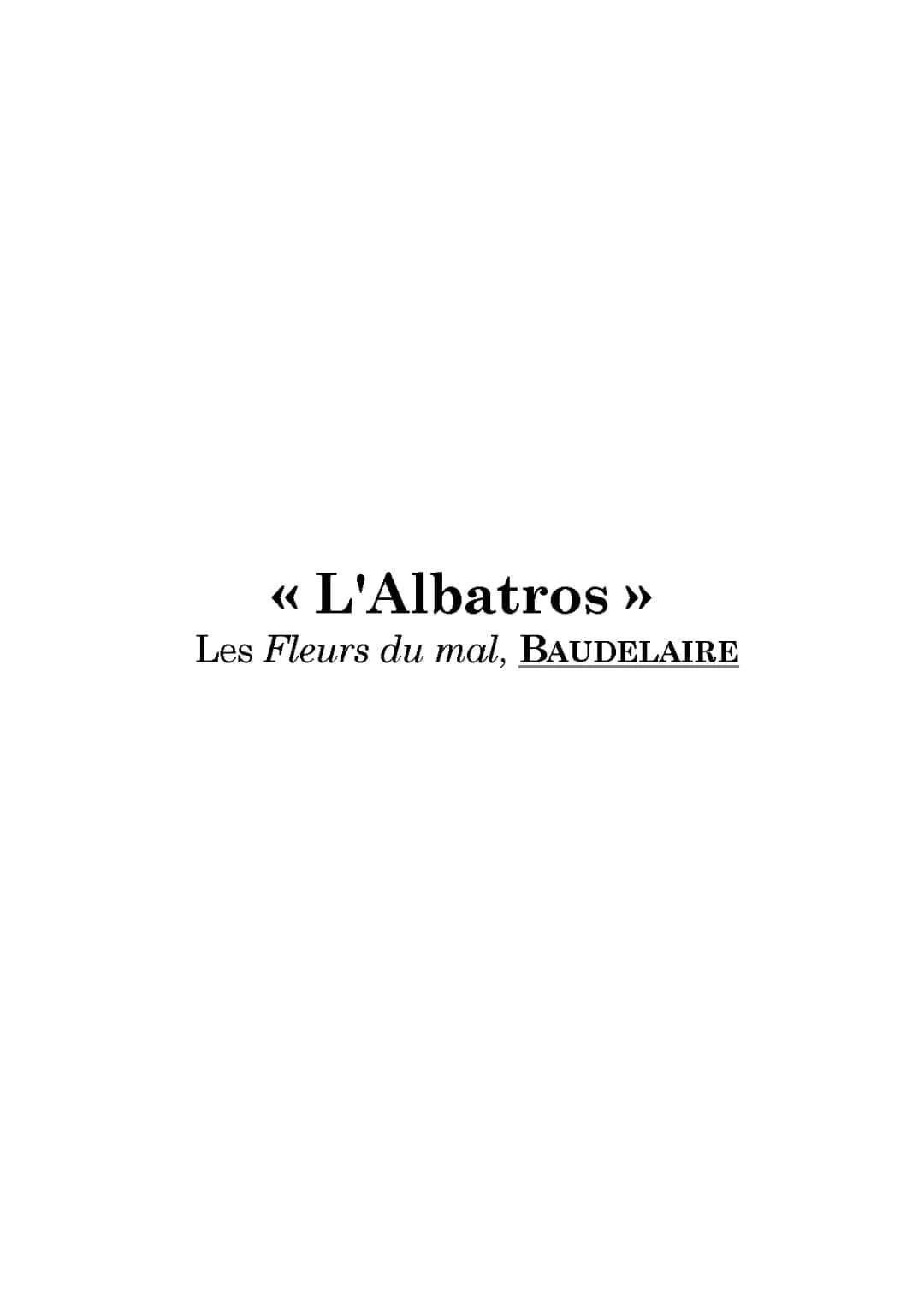 L'Albatros de Baudelaire : Analyse PDF et Résumé pour CM2