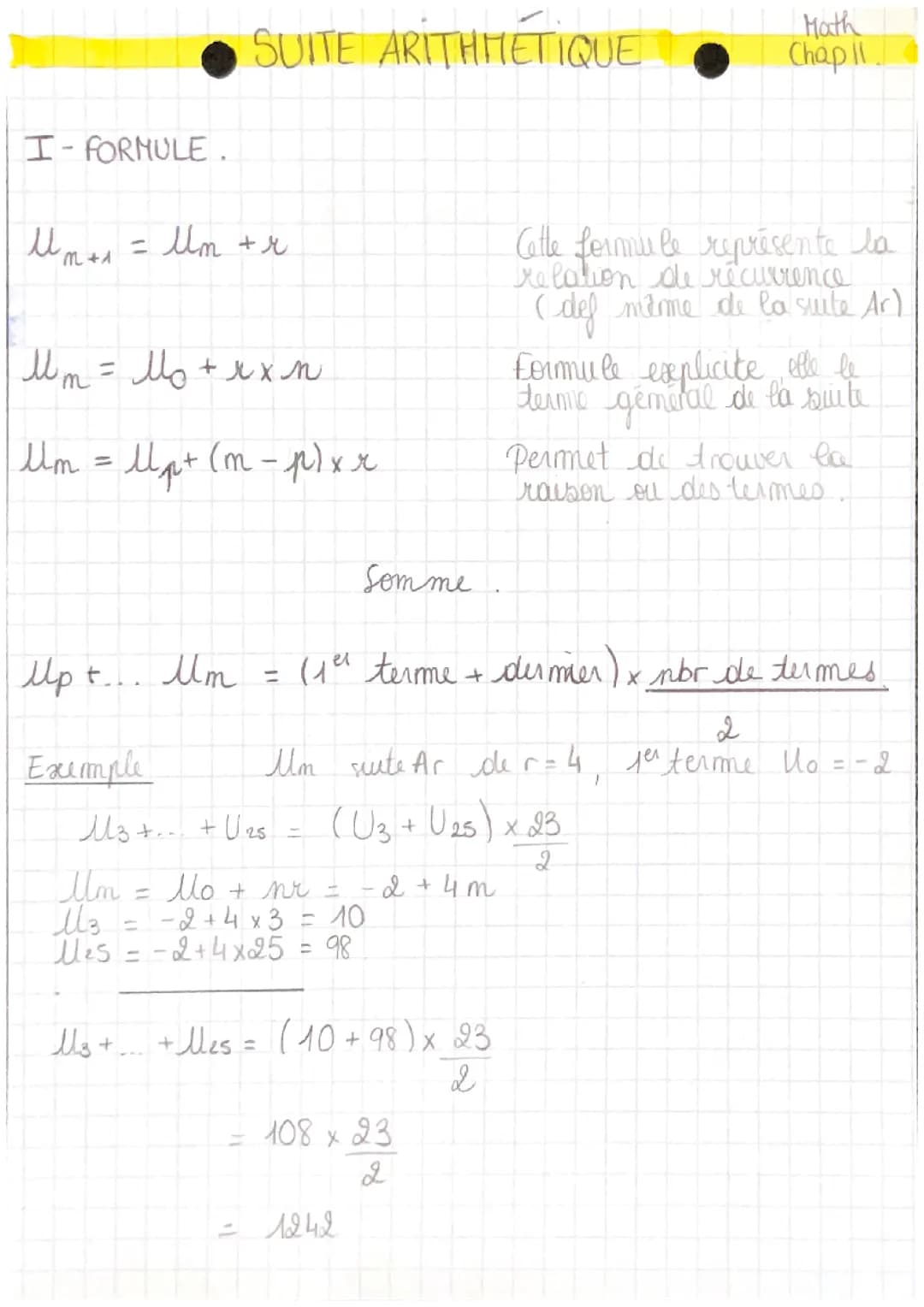 Formules suites arithmétiques 