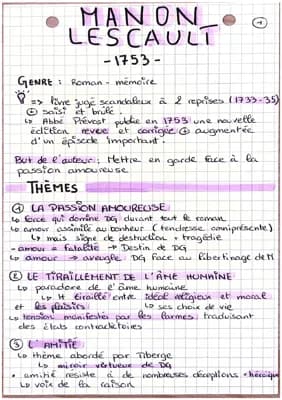Know Fiche de révision Manon Lescault  thumbnail