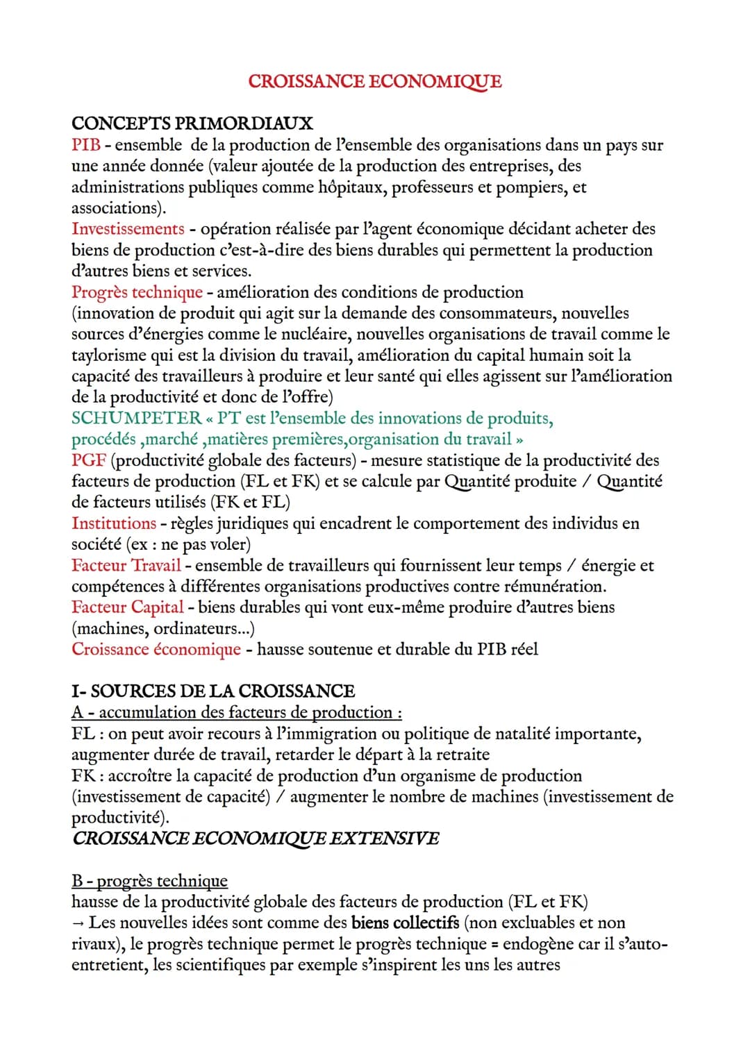 CROISSANCE ECONOMIQUE
CONCEPTS PRIMORDIAUX
PIB-ensemble de la production de l'ensemble des organisations dans un pays sur
une année donnée (