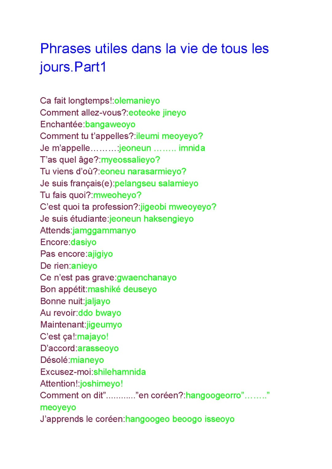 20 Phrases Mignonnes en Coréen et Plus! Apprends les Expressions et Mots Courants Faciles