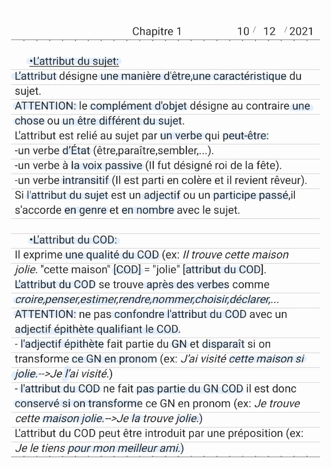 Découvre l'attribut du sujet et COD avec exercices amusants