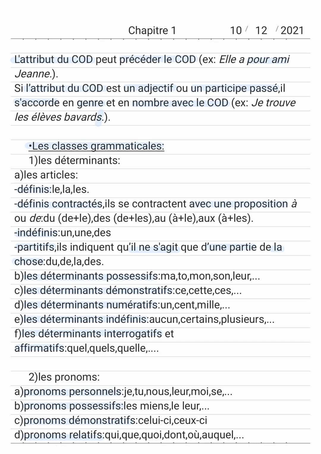 Chapitre 1
10/12/2021
•L'attribut du sujet:
L'attribut désigne une manière d'être,une caractéristique du
sujet.
ATTENTION: le complément d'o