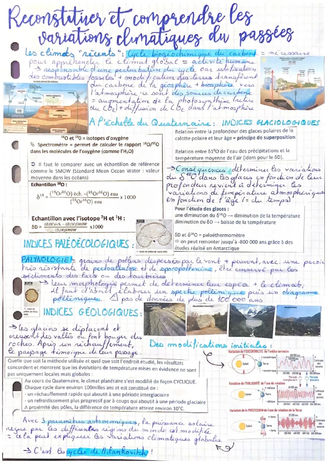 Reconstituer et comprendre les
variations climatiques du passées
= me cessaire
du carbent
les climes "recents": Cycle biogiochimique té huma