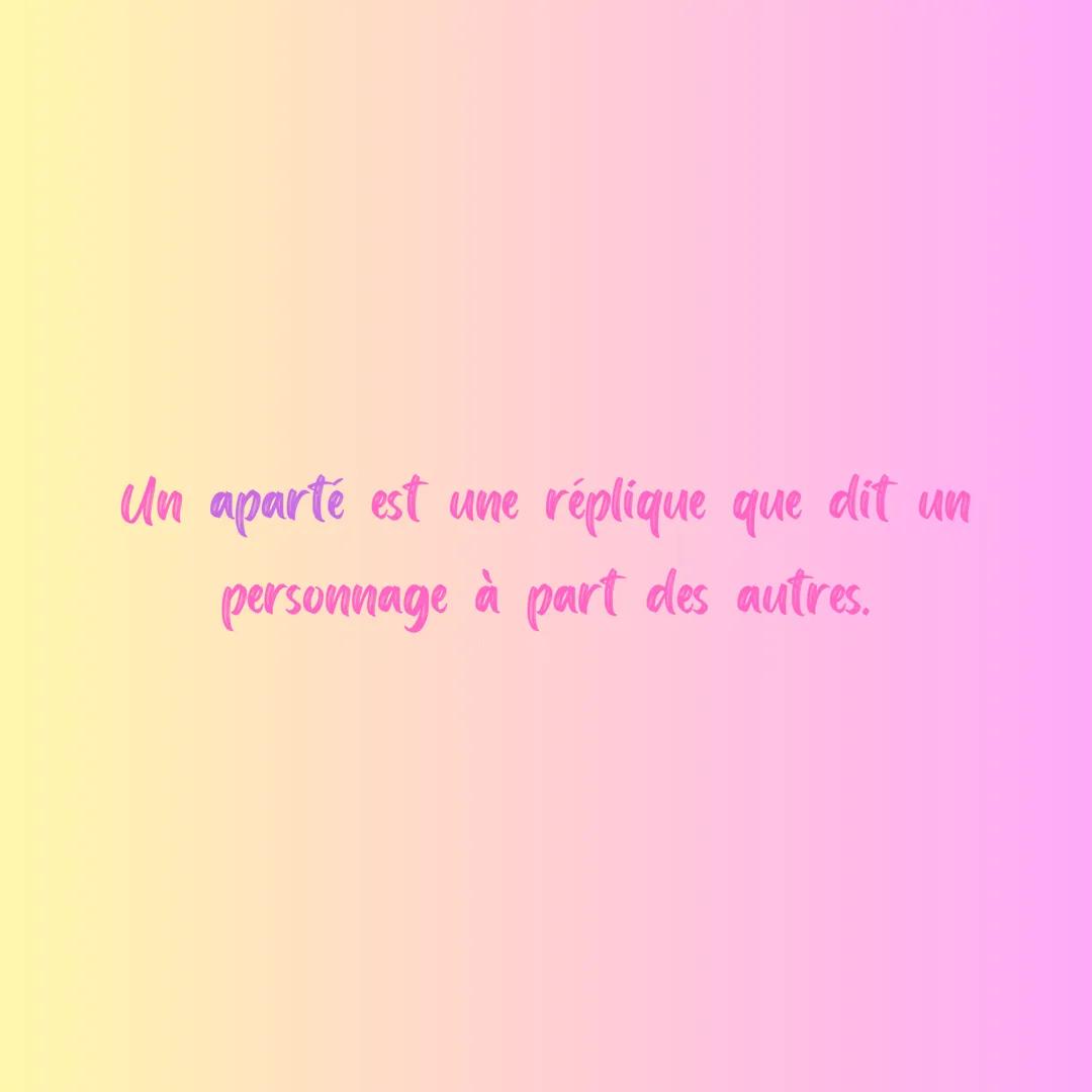 Vocabulaire théâtral Un dramaturge est un auteur de
pièces de théâtre. Une réplique est ce que dit un personnage sur scène. Un aparté est un