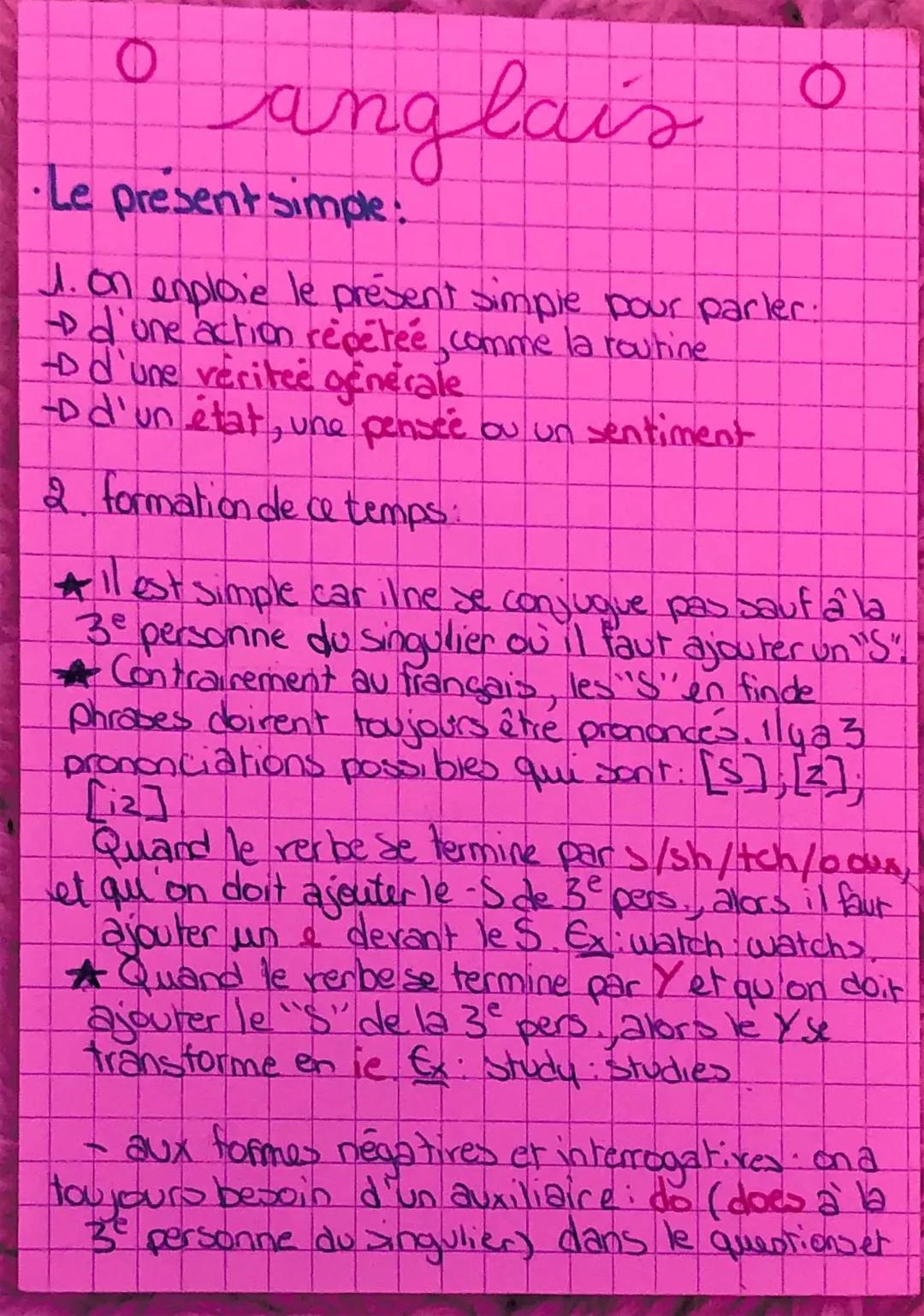 Les 4 temps du présent en anglais et les prétérits - Exercices et exemples