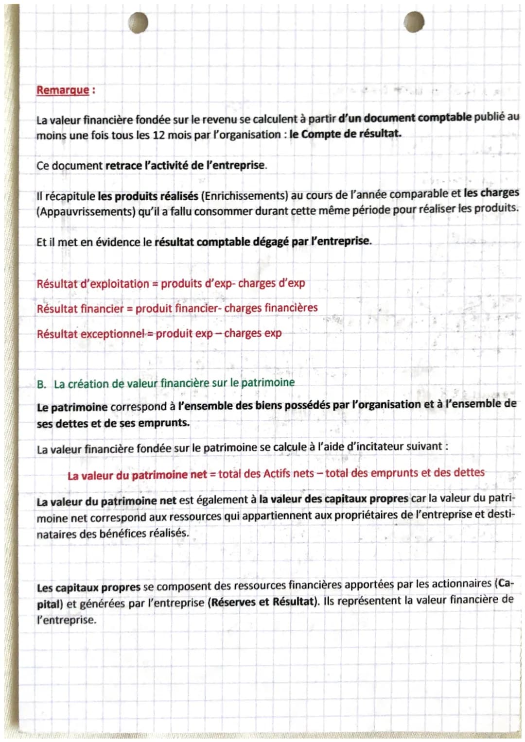 gestion
chapitre 14
La valeur financière, actionnariale, boursière, partenariale
1. La valeur financière
La valeur financière c'est la valeu