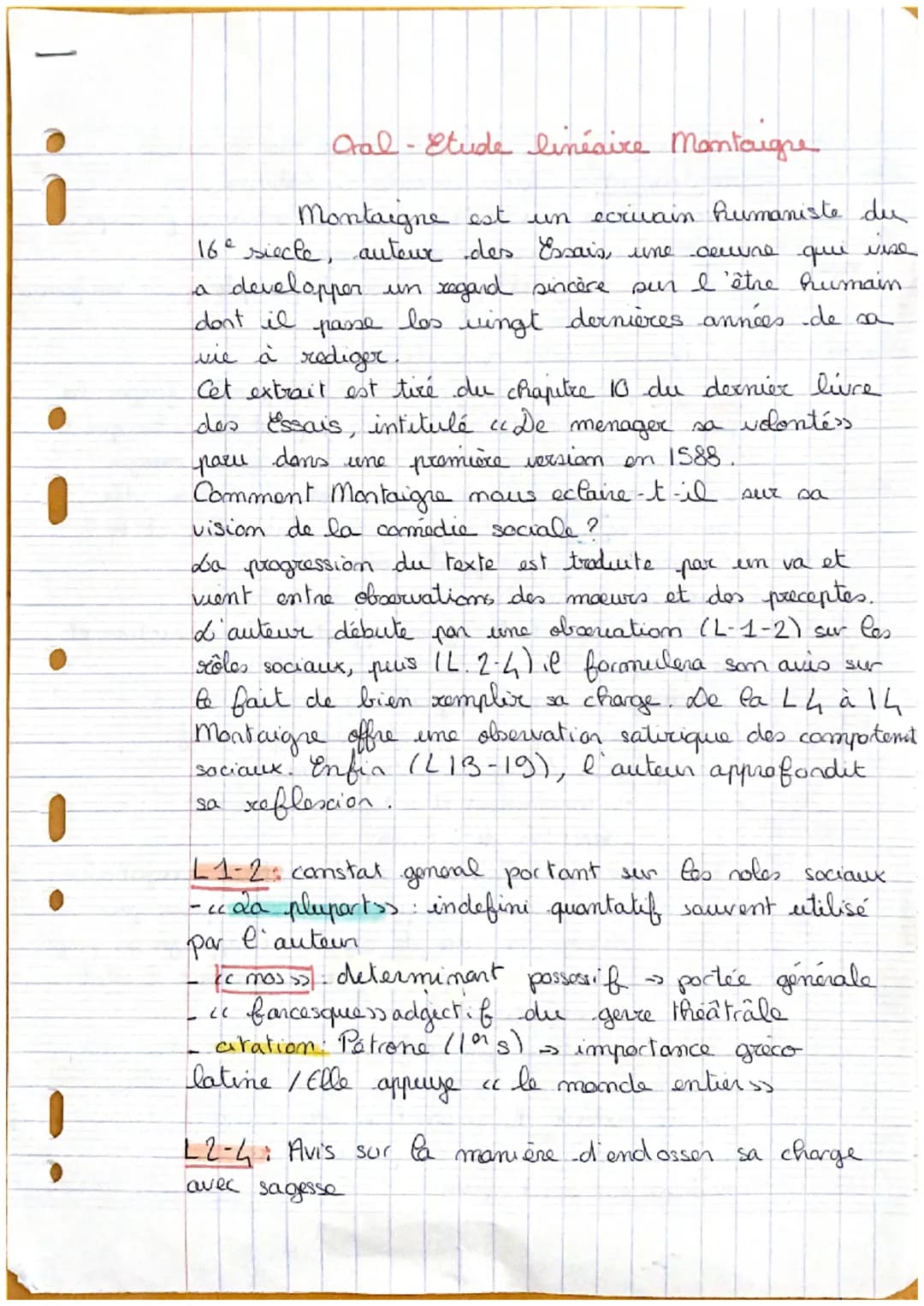 Parcours : << La comédie sociale >>
Etude linéaire
Michel de MONTAIGNE, Essais (1588-1595), Livre III, 10, « De ménager sa volonté >>
[B] La