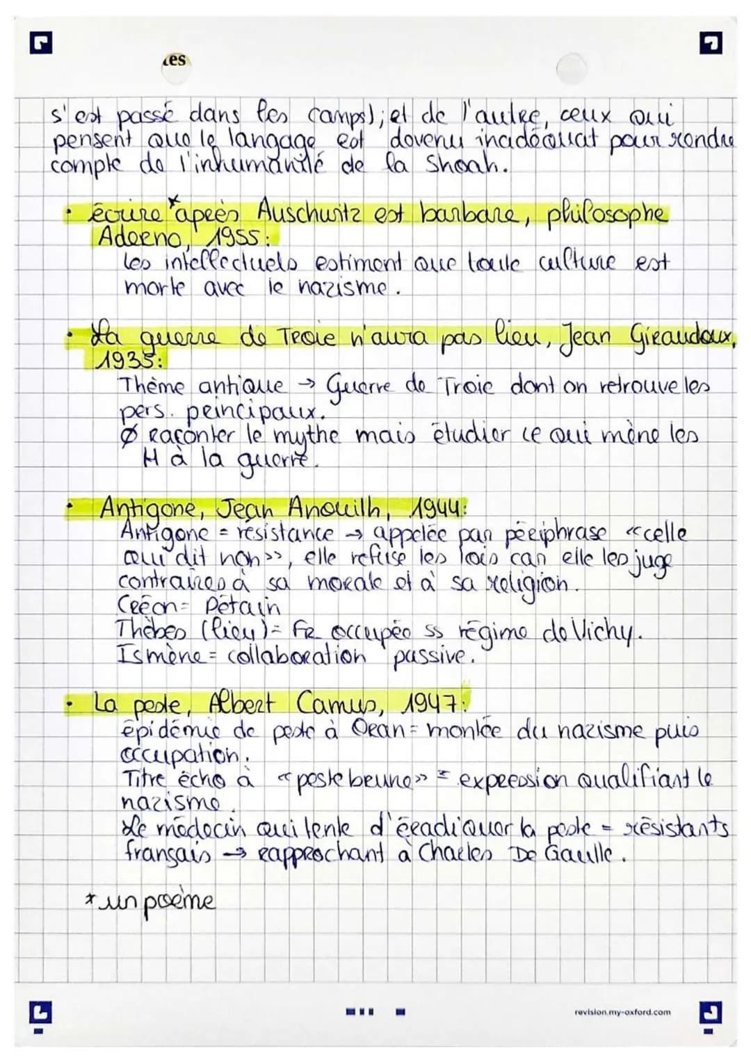 littérature hlp
theme nº 2
Partie n° 1
A. querres mondiales
•
le
guerre mondiale = gde gucere = guerro do tranchée.
↳ vague d'écrits de comb