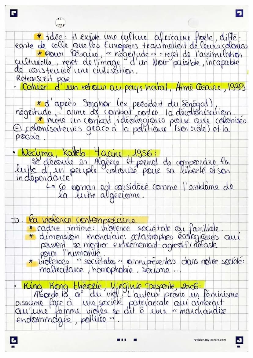 littérature hlp
theme nº 2
Partie n° 1
A. querres mondiales
•
le
guerre mondiale = gde gucere = guerro do tranchée.
↳ vague d'écrits de comb