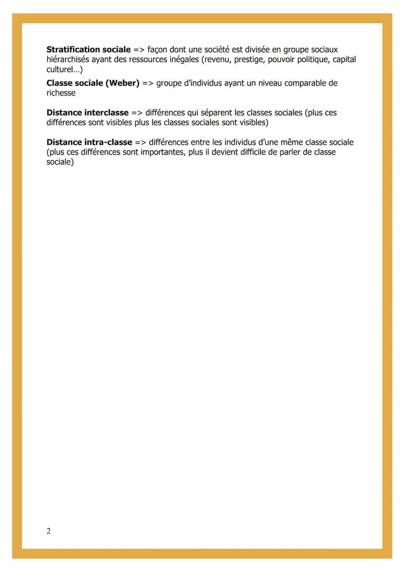 STRUCTURE DE LA
SOCIÉTÉ FRANÇAISE
DÉFINITIONS
PCS (professions et catégories socioprofessionnelles) => système de
classement des individus e