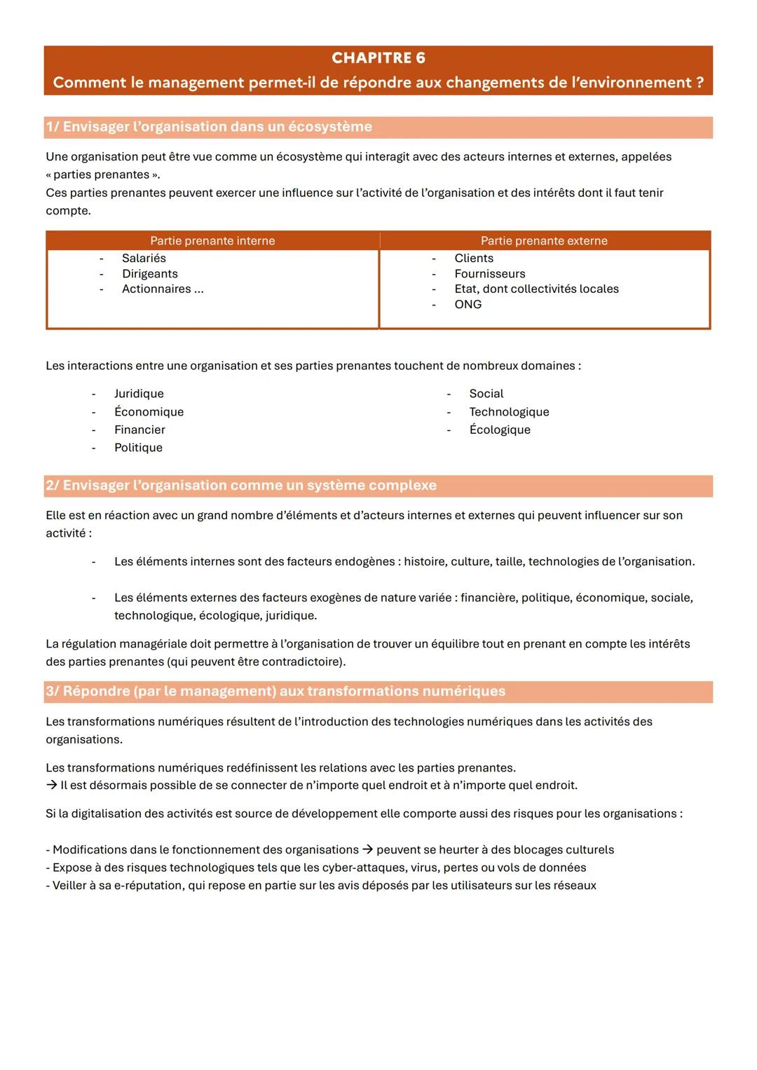 Gestion et Adaptabilité : Réponse du Management aux Changements