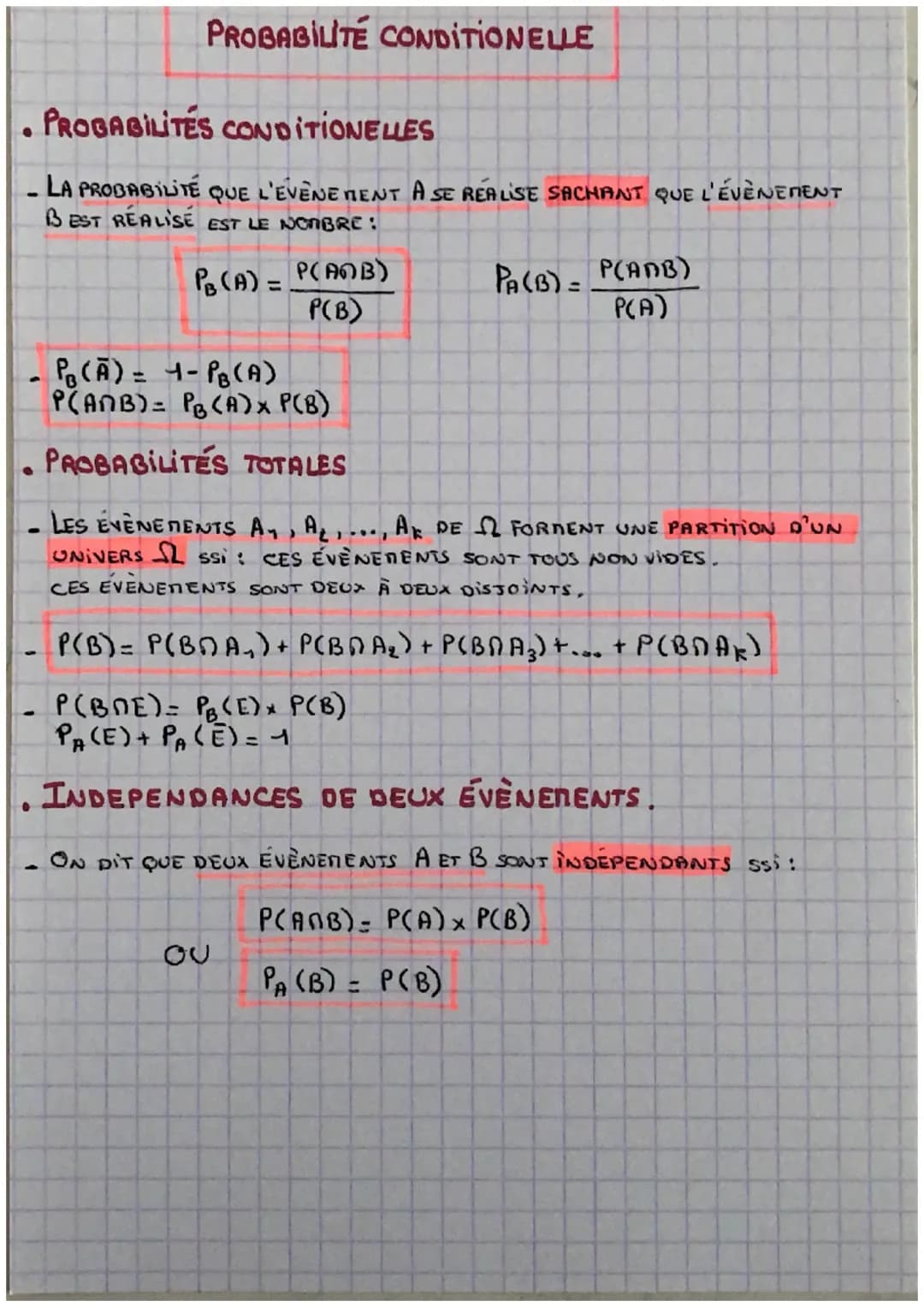 .PROBABILITÉS CONDITIONELLES
LA PROBABILITÉ QUE L'EVENEMENT A SE REALISE SACHANT QUE L'ÉVÈNEMENT
BEST RÉALISÉ EST LE NOMBRE:
-
6
PROBABILITE