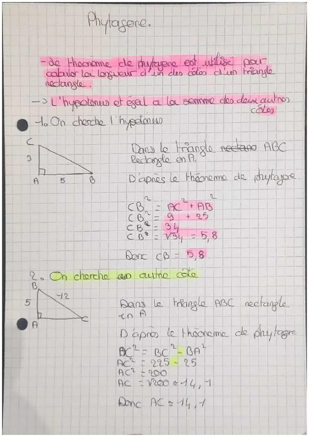 Le Théorème et la Réciproque de Pythagore Simplifiés