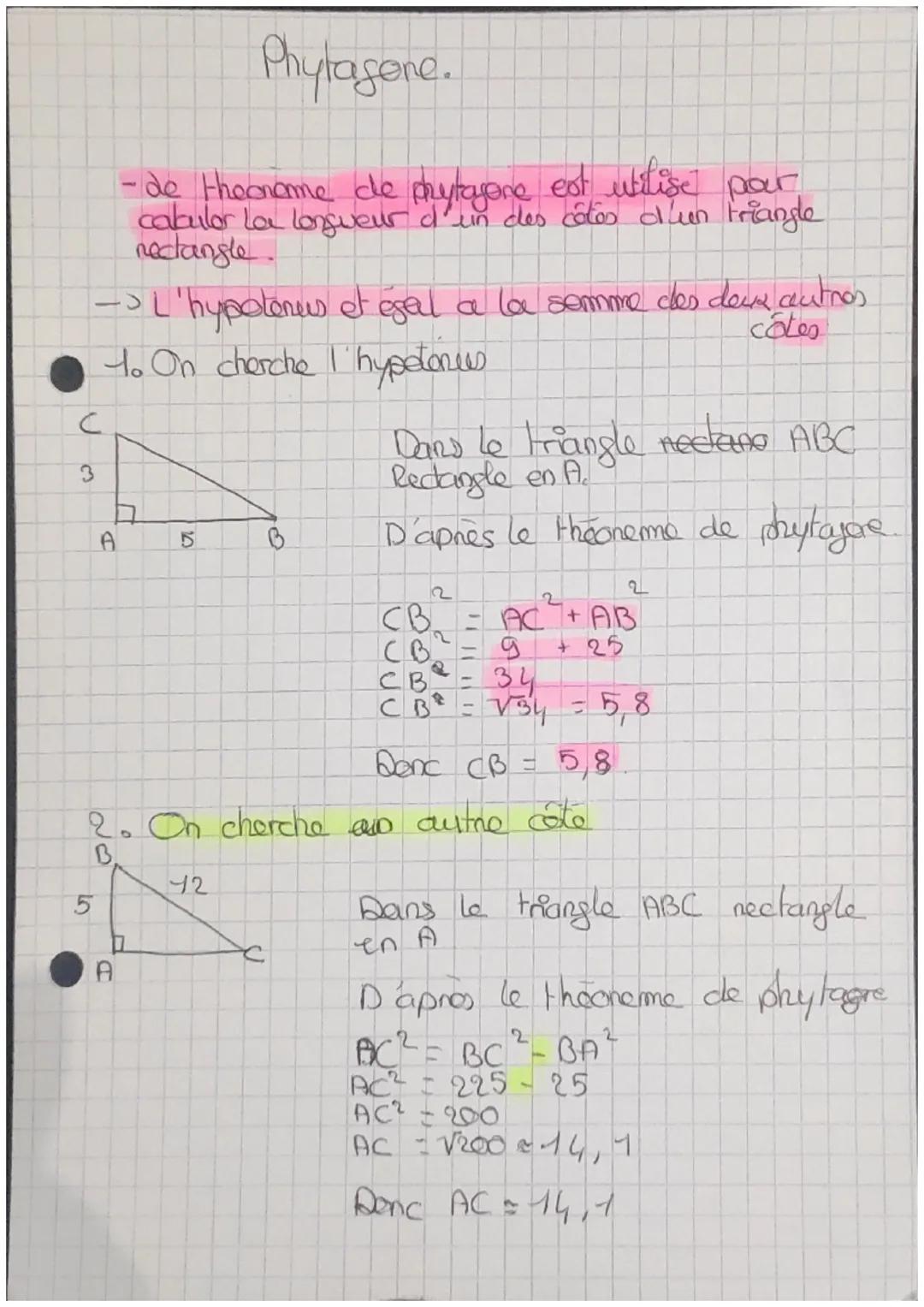 - L'hypotenus et egal a la somme des deux autres
to On cherche l'hypetonus
côtes
с
3
A
5
Phytagere.
-de the name de dytojone est utilise par