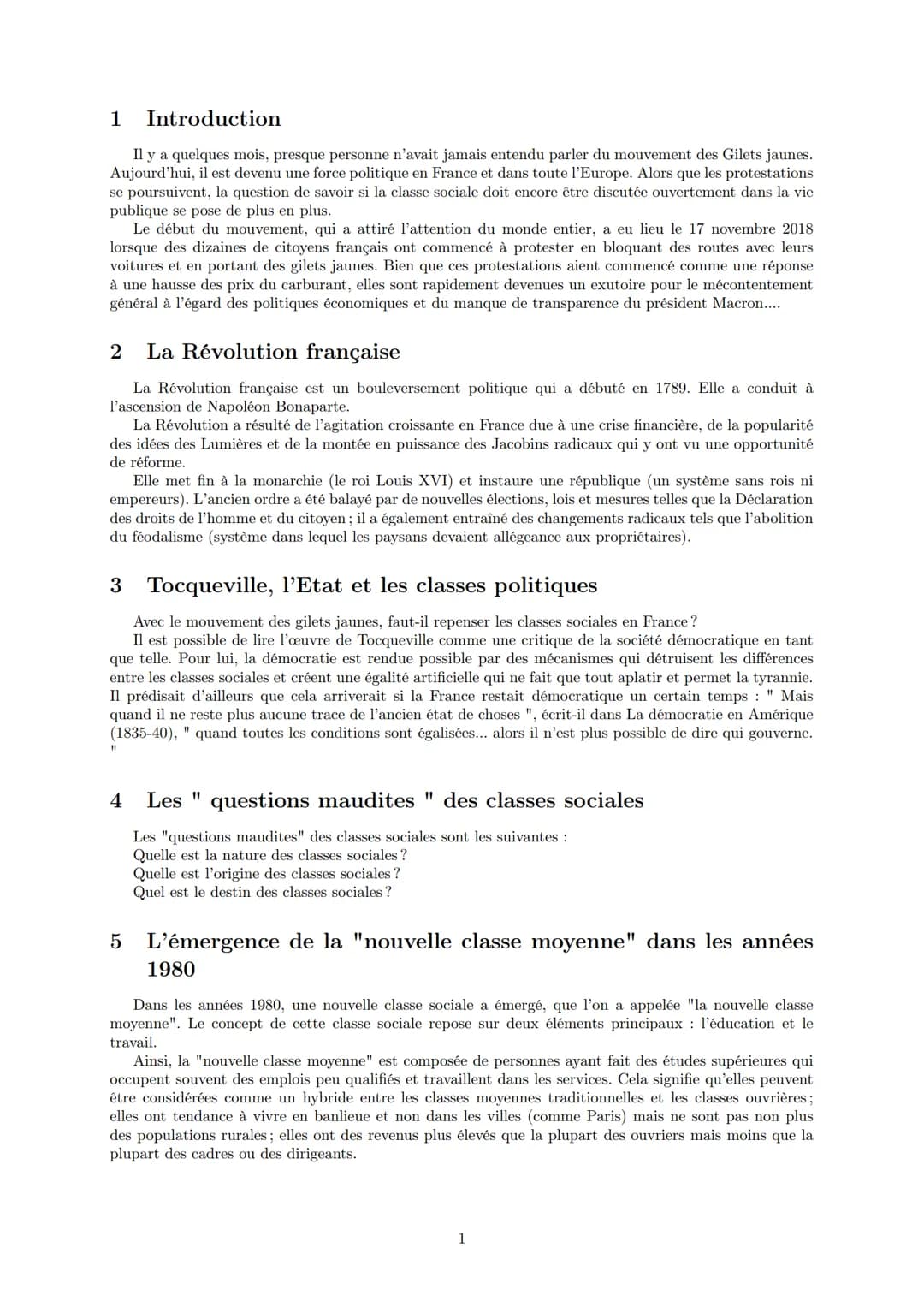 LYCEE GENERAL ET TECHNOLOGIQUE LA BRUYERE
Avec le mouvement des gilets jaunes, faut-il
repenser les classes sociales en France ?
AFFICHARD-P