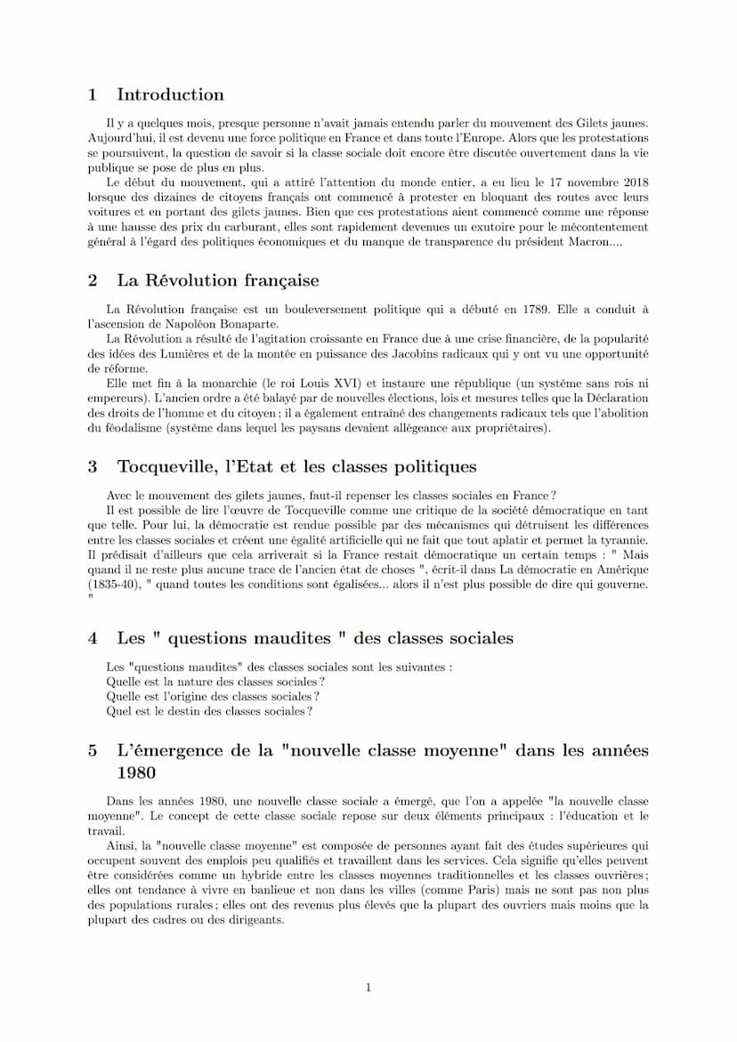 LYCEE GENERAL ET TECHNOLOGIQUE LA BRUYERE
Avec le mouvement des gilets jaunes, faut-il
repenser les classes sociales en France ?
AFFICHARD-P