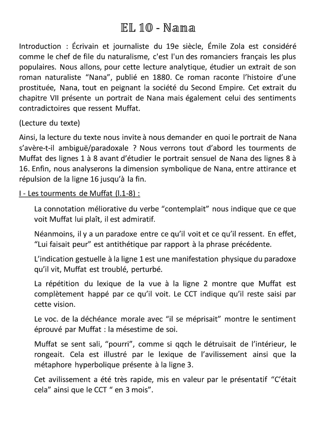 EL 10 Nana
Introduction Écrivain et journaliste du 19e siècle, Émile Zola est considéré
comme le chef de file du naturalisme, c'est l'un des