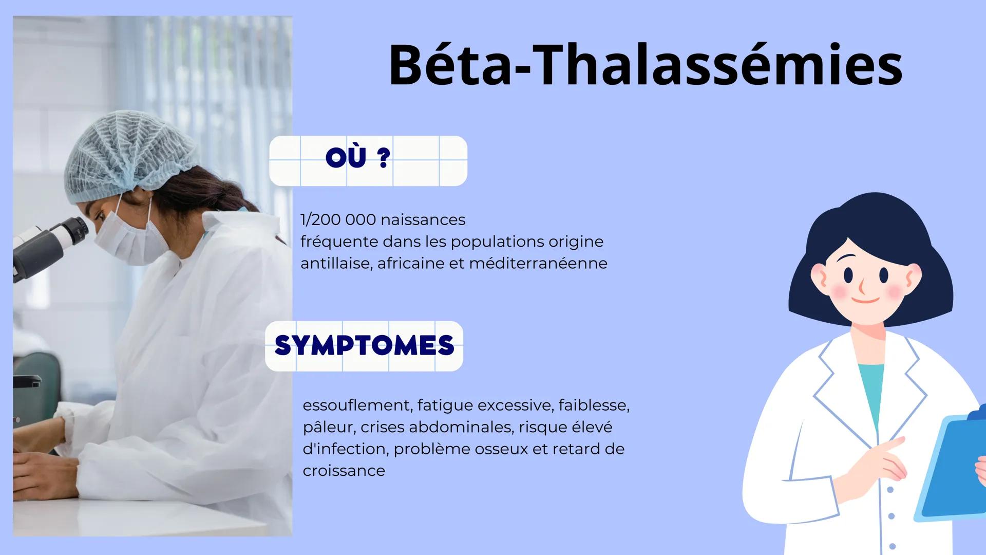 +
LA DRÉPANOCYTOSE
ET
LES BETA-
THALASSÉMIES
By Romane
and Lydie
Joo SOMMAIRE :
123
l'hémoglobine
Drépanocytose
Béta-
Thalassémies
4 5
Risqu