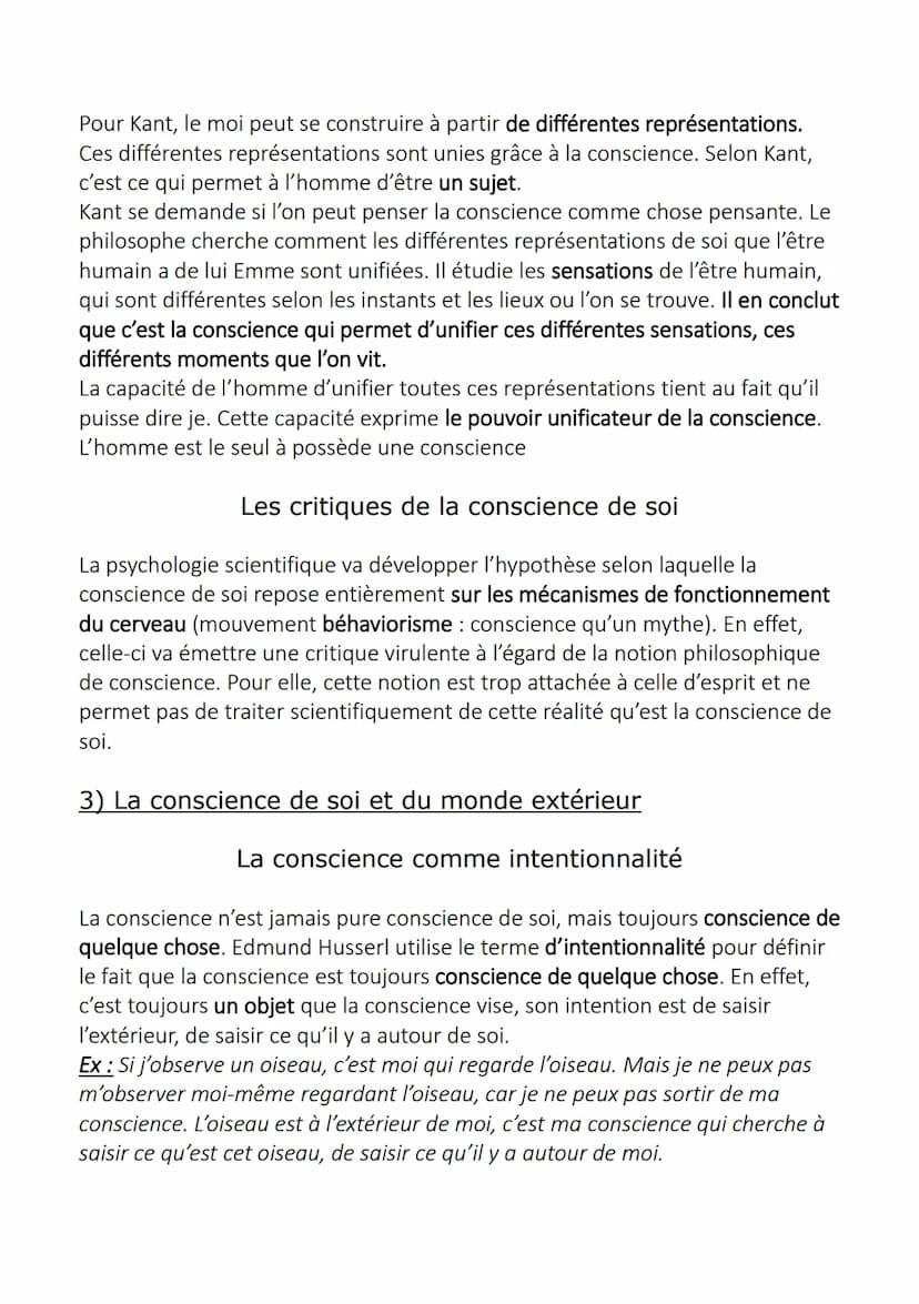La conscience
La conscience est l'appréhension directe par un sujet de ce qui se passer en lui
et hors de lui-même. Ainsi, être conscient de