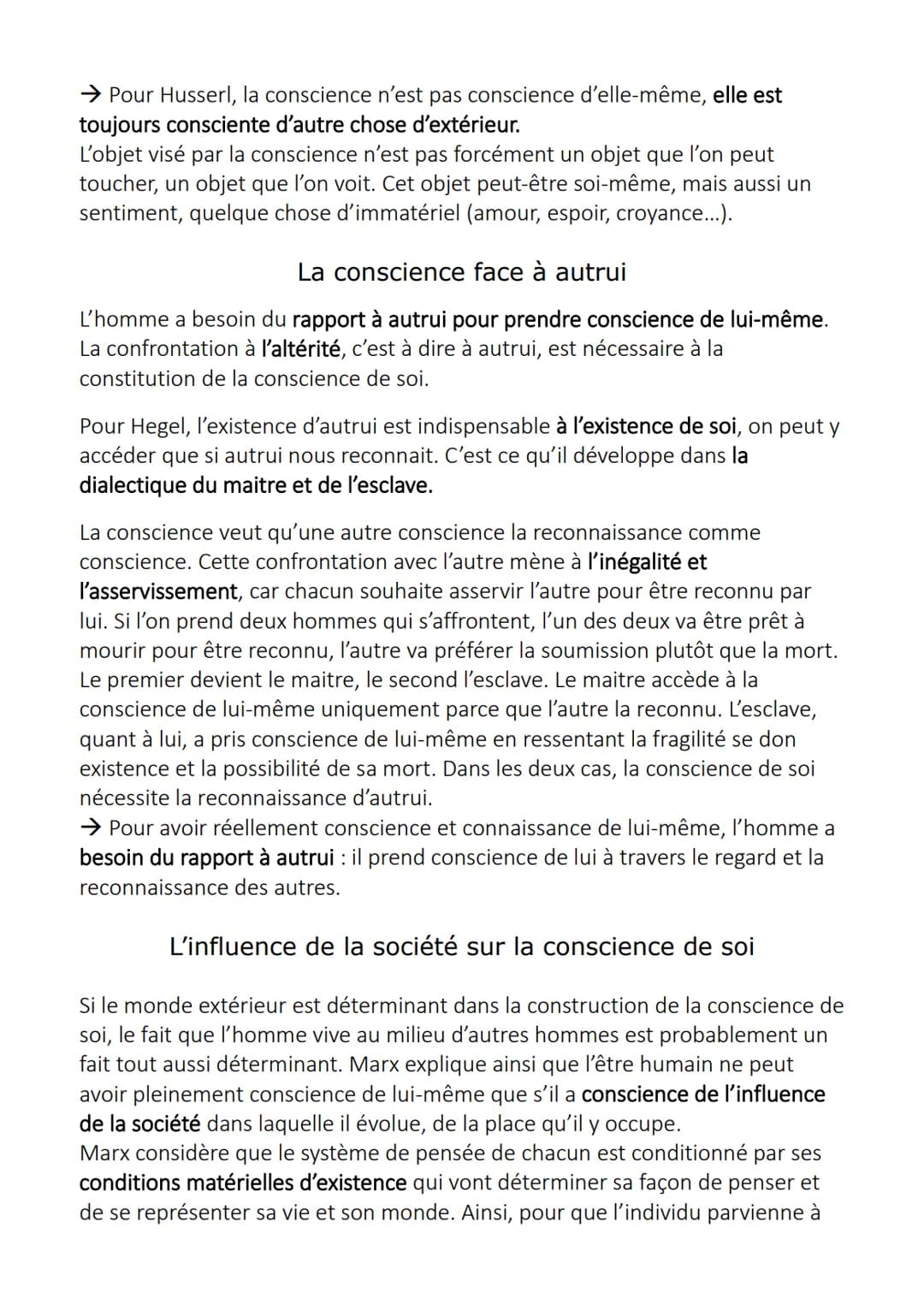 La conscience
La conscience est l'appréhension directe par un sujet de ce qui se passer en lui
et hors de lui-même. Ainsi, être conscient de