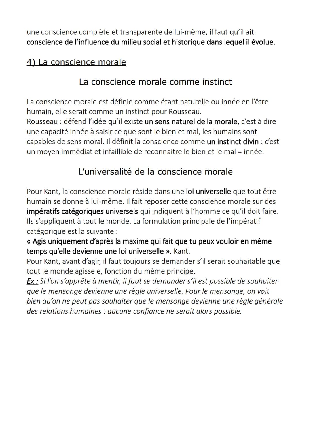 La conscience
La conscience est l'appréhension directe par un sujet de ce qui se passer en lui
et hors de lui-même. Ainsi, être conscient de