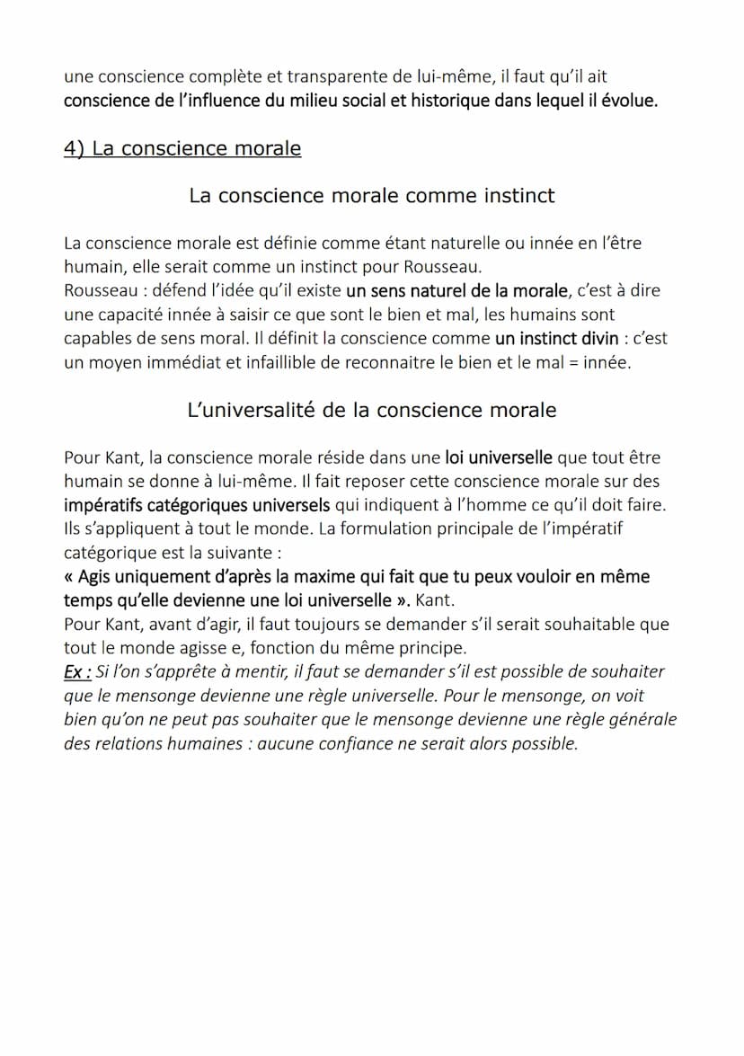 La conscience
La conscience est l'appréhension directe par un sujet de ce qui se passer en lui
et hors de lui-même. Ainsi, être conscient de