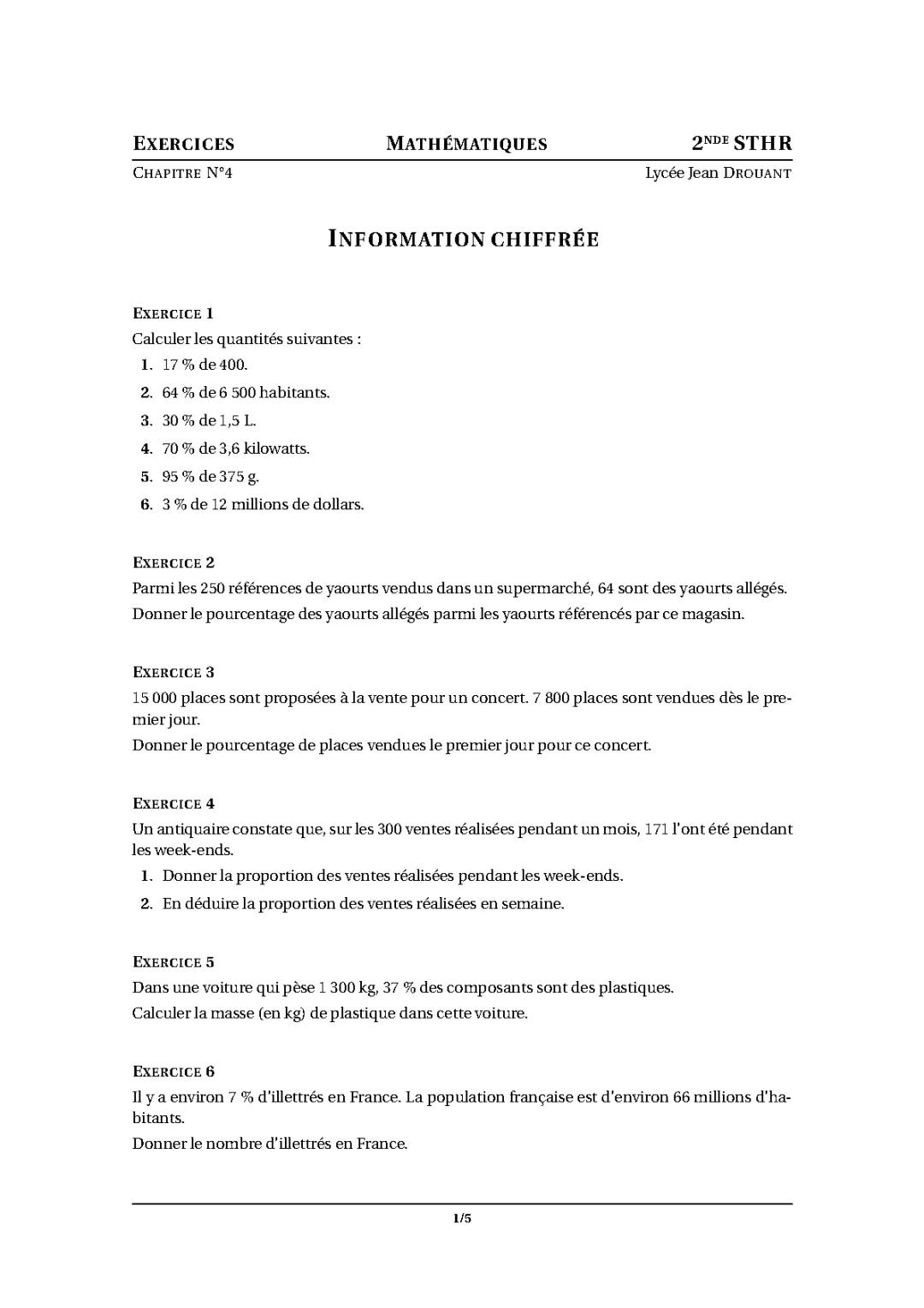 exercices infos chiffrées 