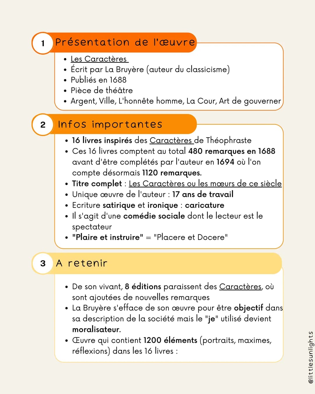 1 Présentation de l'œuvre
2
● Les Caractères
●
• Écrit par La Bruyère (auteur du classicisme)
Publiés en 1688
●
Pièce de théâtre
Argent, Vil