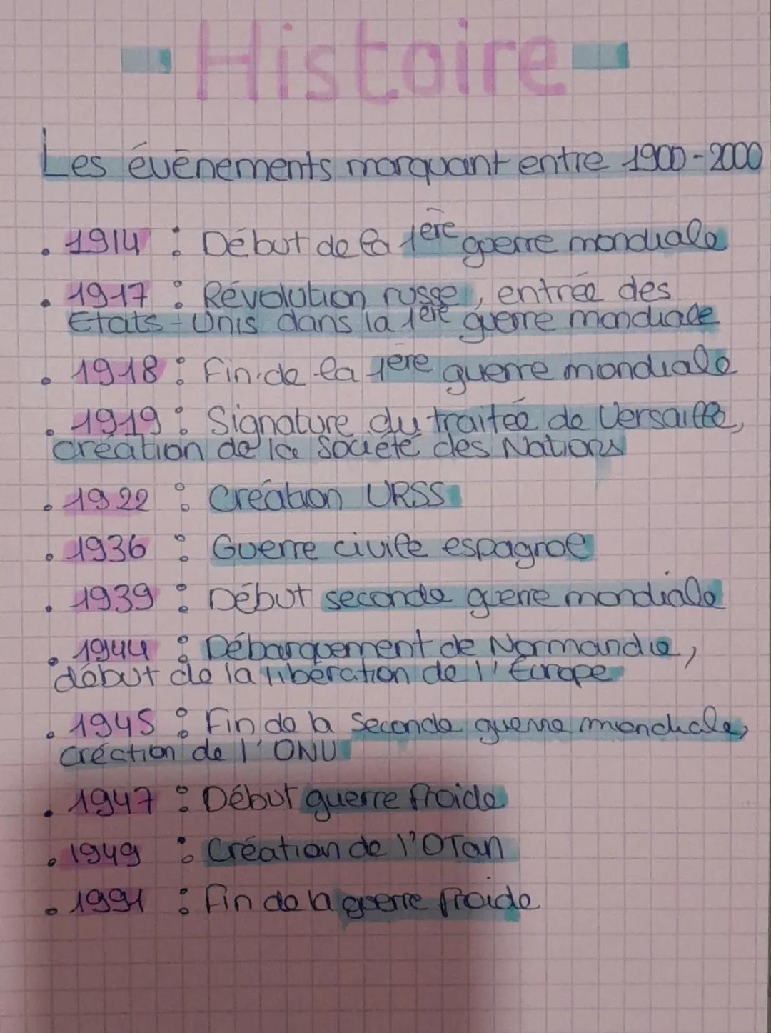 -Histoire-

Les événements marquant entre 1900-2000

• 1914: Début de fa fere,
4
jere guerre mondiale

1917: Révolution russe, , entree des
