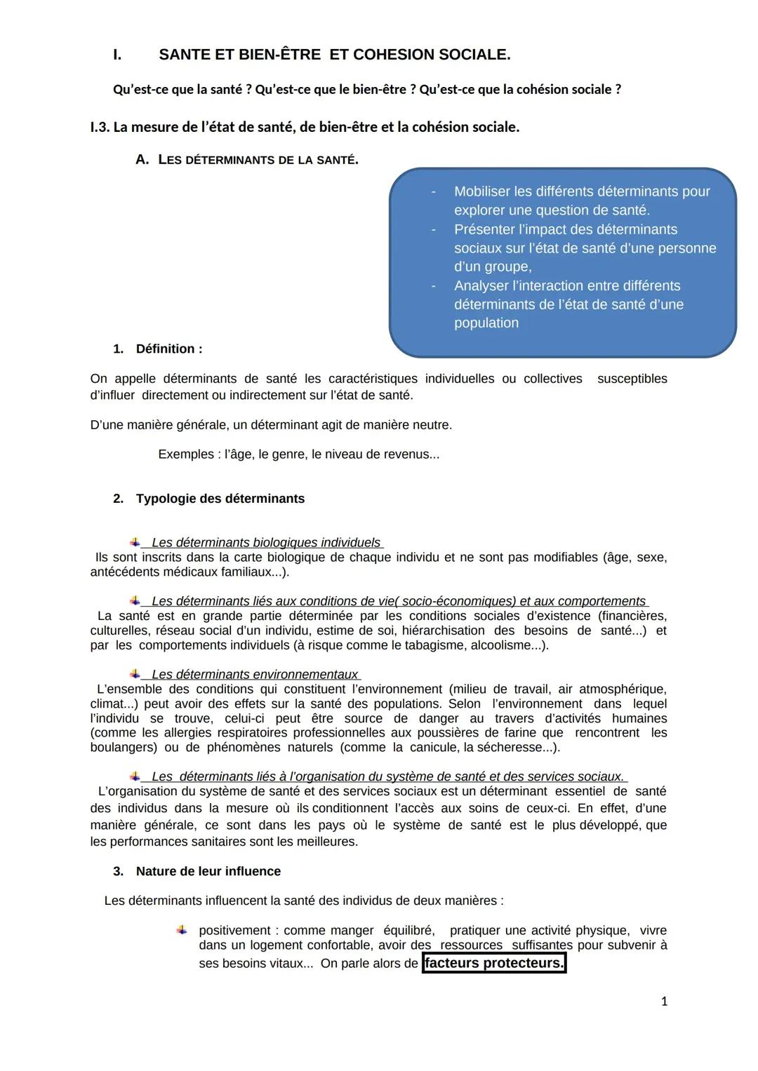LES DÉTERMINANTS DE LA SANTÉ.