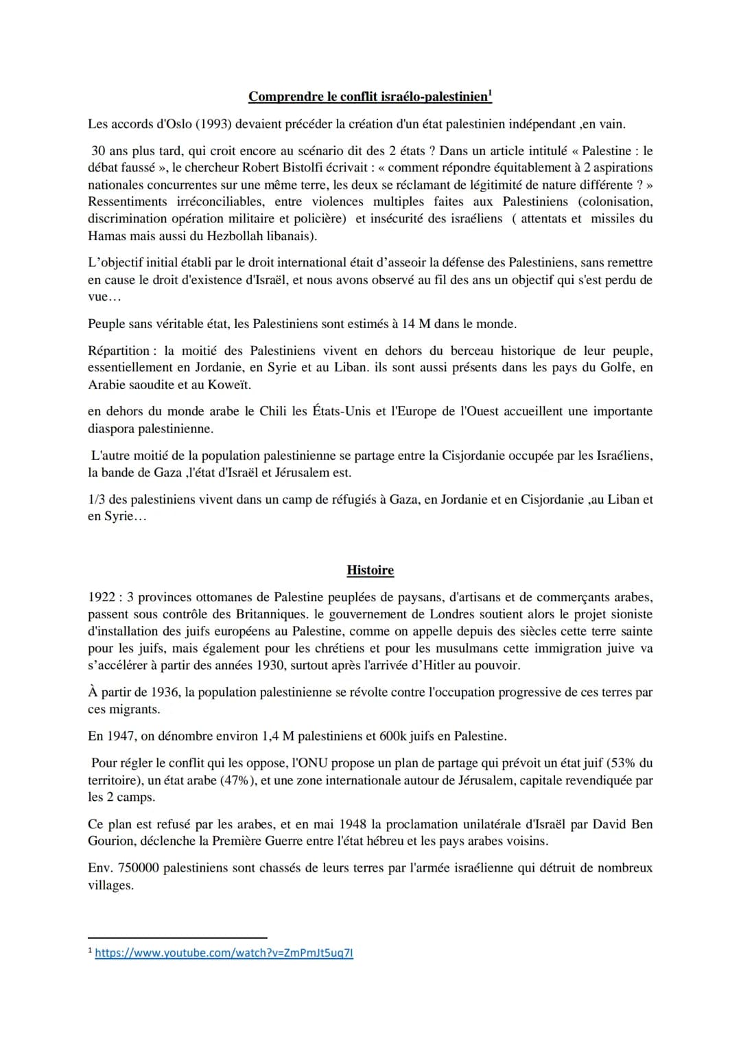 Comprendre le conflit israélo-palestinien¹
Les accords d'Oslo (1993) devaient précéder la création d'un état palestinien indépendant,en vain