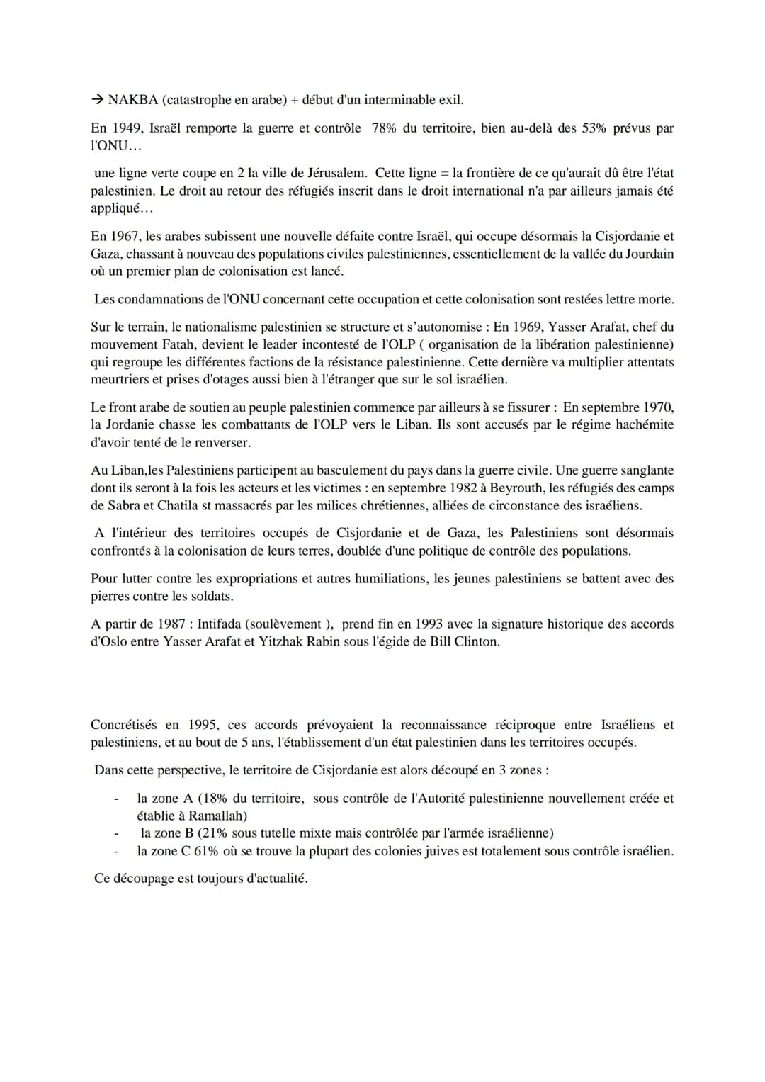 Comprendre le conflit israélo-palestinien¹
Les accords d'Oslo (1993) devaient précéder la création d'un état palestinien indépendant,en vain
