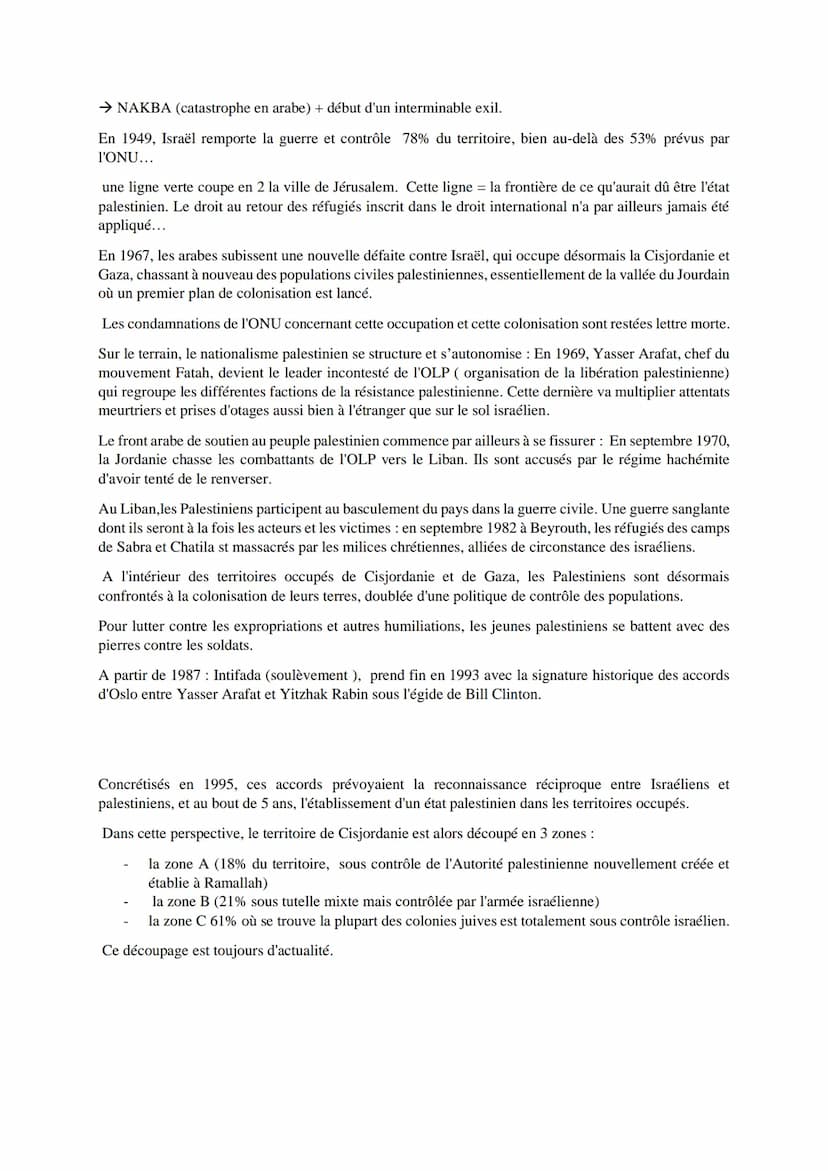 Comprendre le conflit israélo-palestinien¹
Les accords d'Oslo (1993) devaient précéder la création d'un état palestinien indépendant,en vain