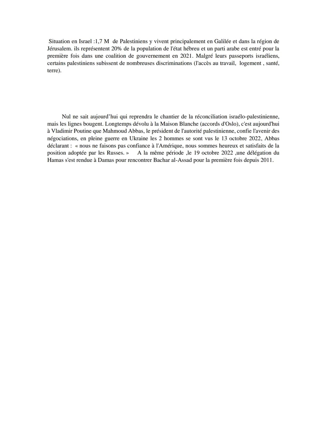 Comprendre le conflit israélo-palestinien¹
Les accords d'Oslo (1993) devaient précéder la création d'un état palestinien indépendant,en vain