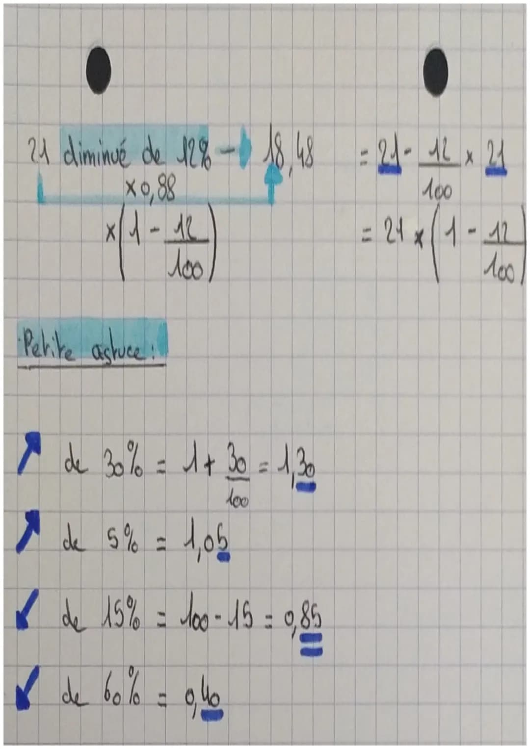 •MATHO
Pourcentage:
formule
Augmenter
r
100
• Diminuer une
-F
une valeur de 1%, revient à la multiplier por
• 1 +
valeur de 1%, revient à la