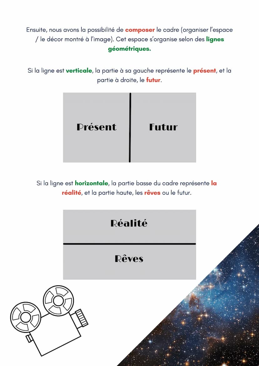 1234567
Les choix du
cadre
Lors du tournage d'un film ou d'un court-métrage, l'image joue un rôle des
plus importants.
Bien utilisée, elle p