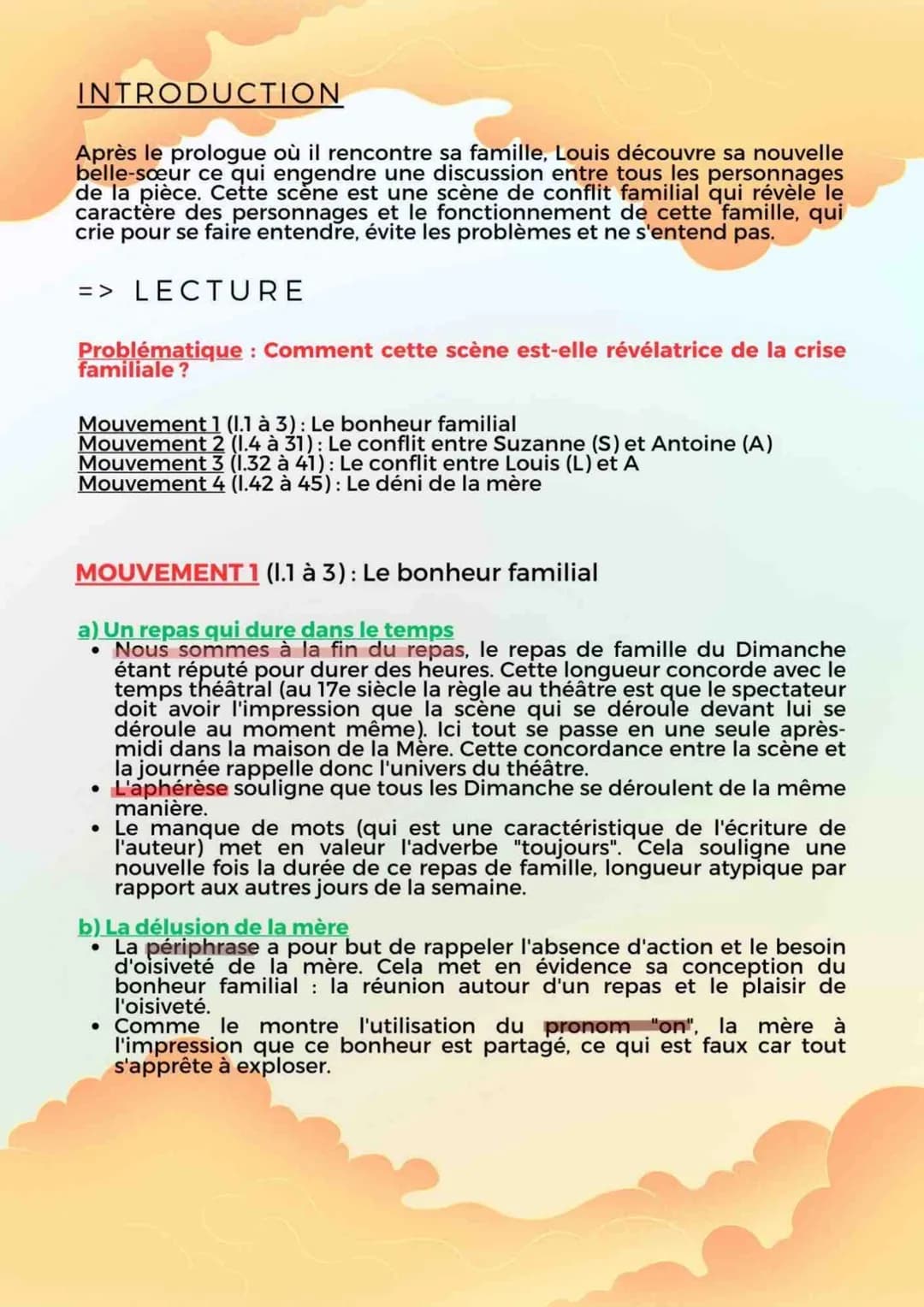 LE THEÂTRE DU XVIIIÈME AU XXIÈME SIÈCLE
IÈRE PARTIE, SCÈNE 9
CRISE PERSONNELLE, CRISE FAMILIALE INTRODUCTION
Après le prologue où il rencont