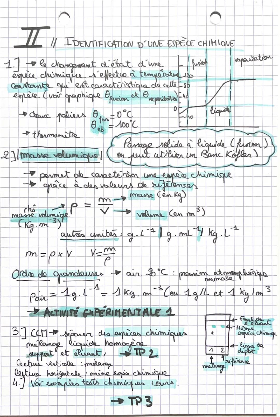 CHARITE 1
PHYSIQUE CHIMIE
I
CORPS PUR ET MELANGE
1.] / corps pury → substance constituée d'une seule
espèce chimique (molécule, atormes, ...