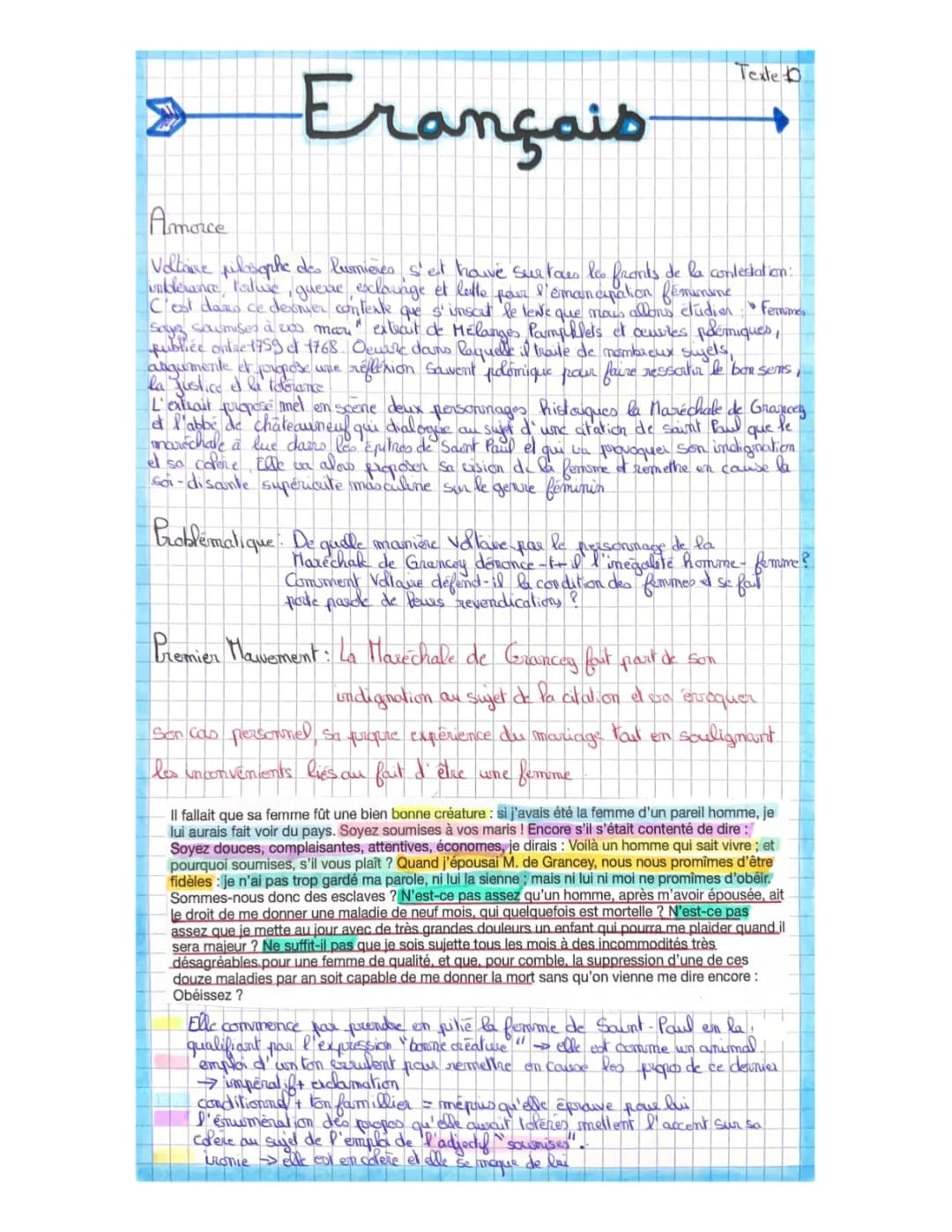 Analyse de Voltaire: 'Femmes soyez soumises à vos maris' et l'émancipation de la femme