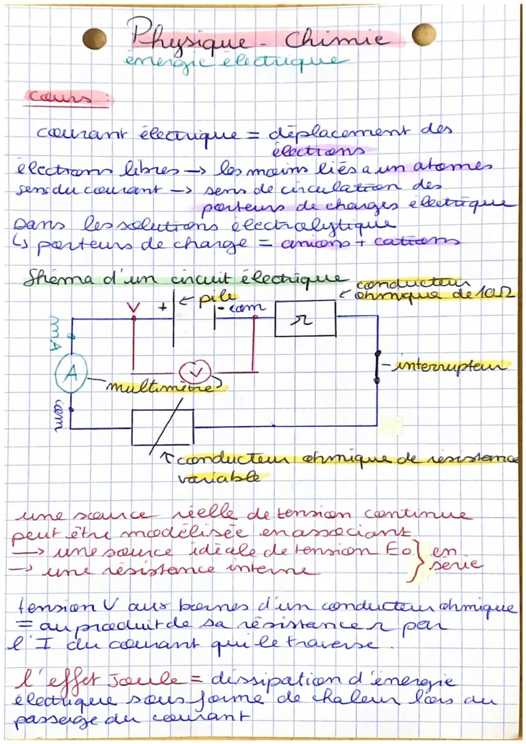 Physique - Chimie
Energie electrique
Formules:
Calcul
(mb dechanges)
I= Uxe
Q = U u
=
de l'intensite (A)
At-s (durée).
Calcul du membre (1) 