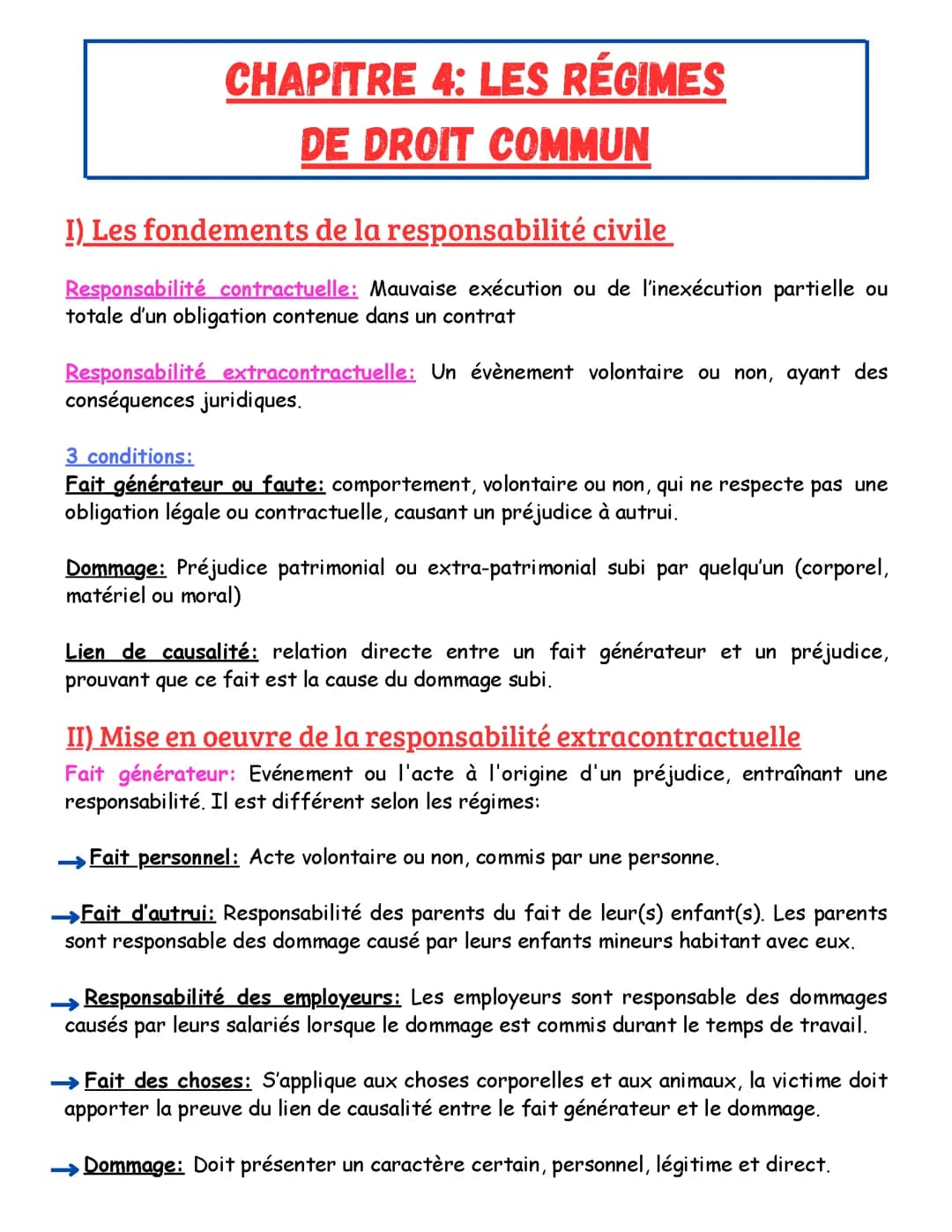 Chapitre 4: Les régimes de droit commun