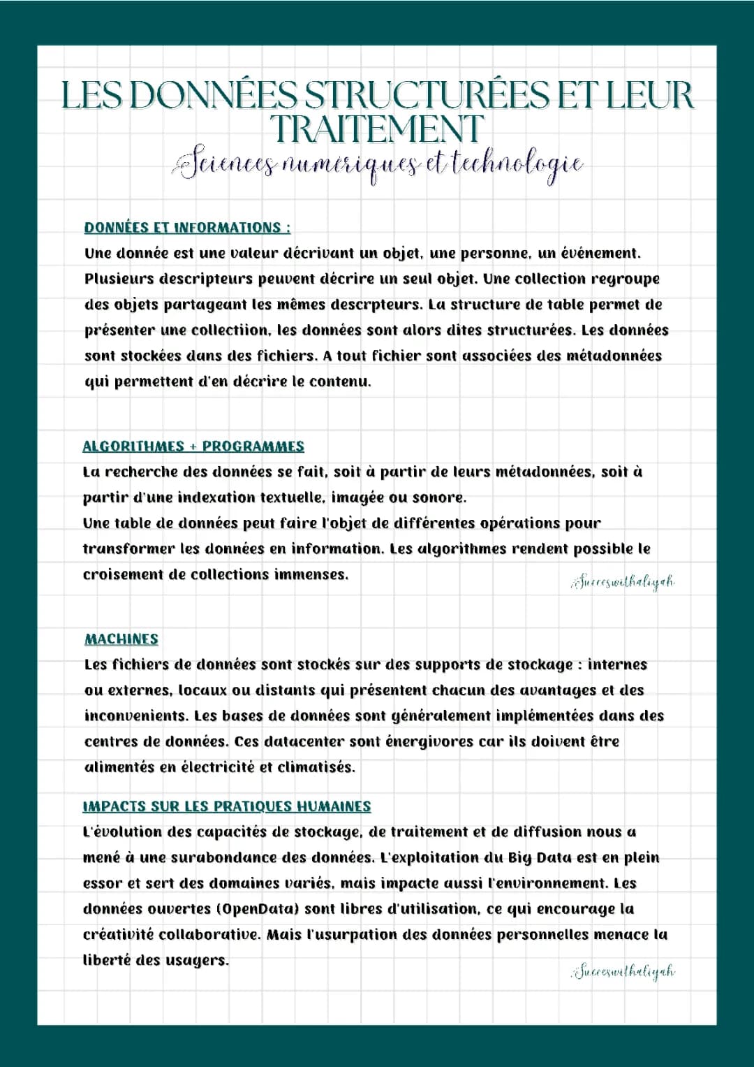 Les Données Structurées Facilitées : Cours et PDF SNT Seconde