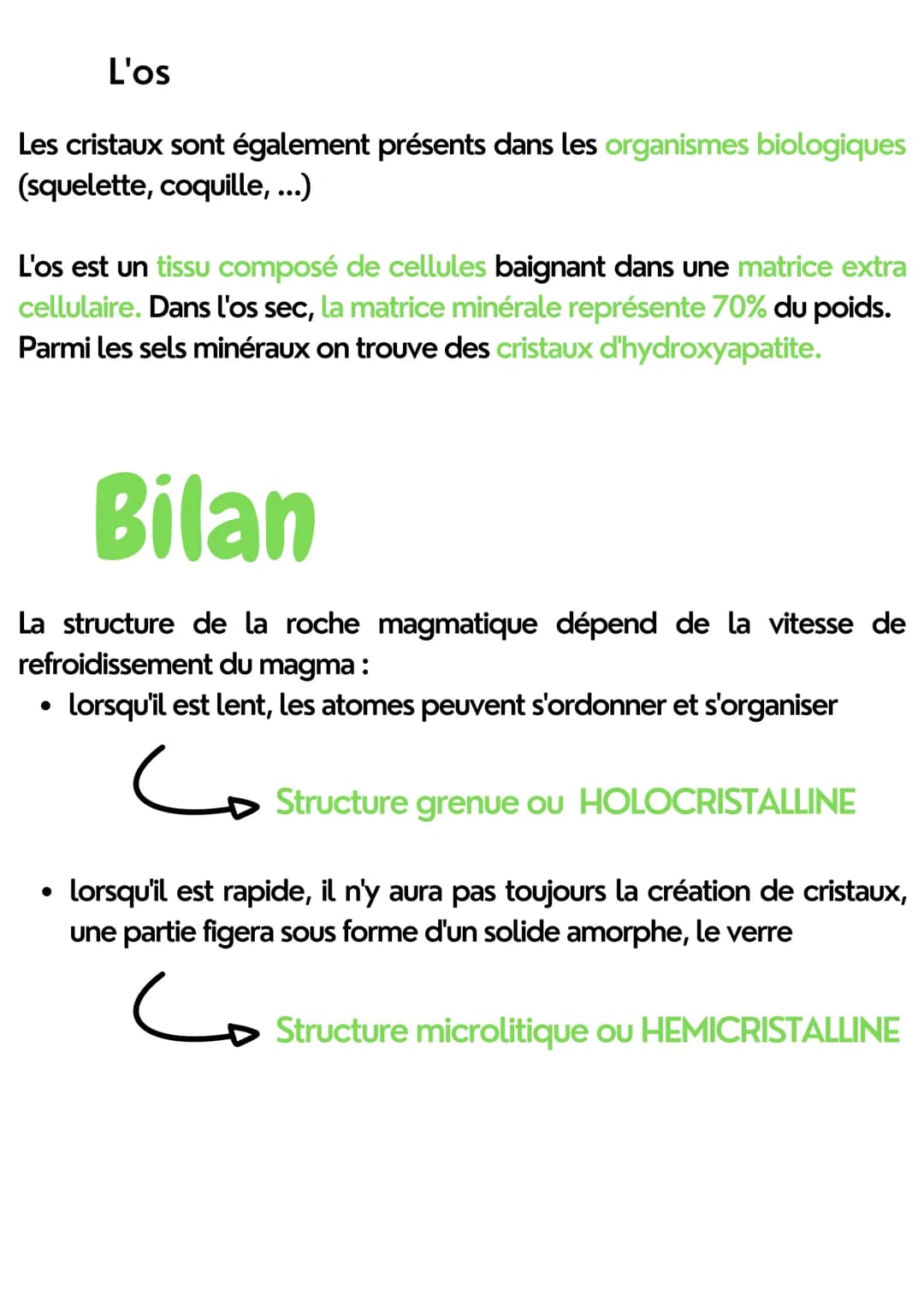 erseignement scientifique
LES CRISTAUX
Le granite
• a un aspect granuleux, juxtaposition de grains
grains de couleurs et de différents aspec