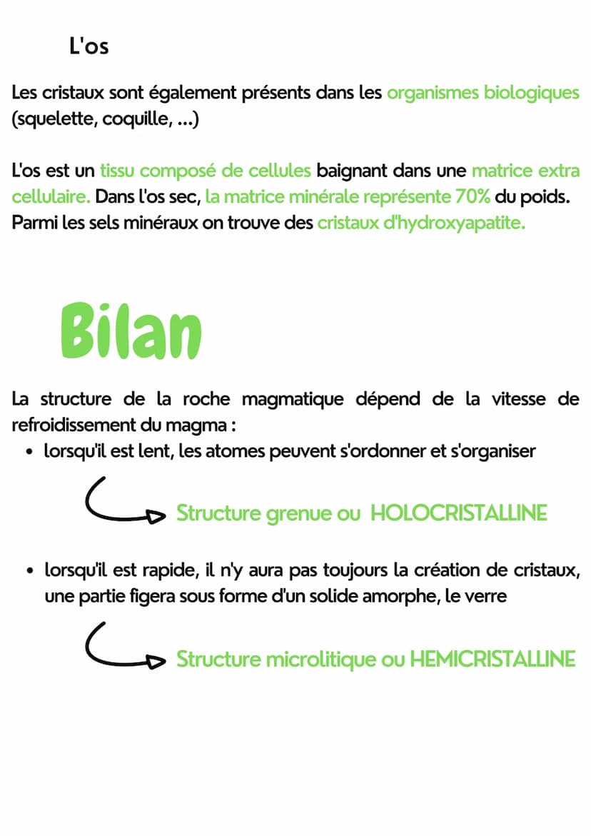 erseignement scientifique
LES CRISTAUX
Le granite
• a un aspect granuleux, juxtaposition de grains
grains de couleurs et de différents aspec