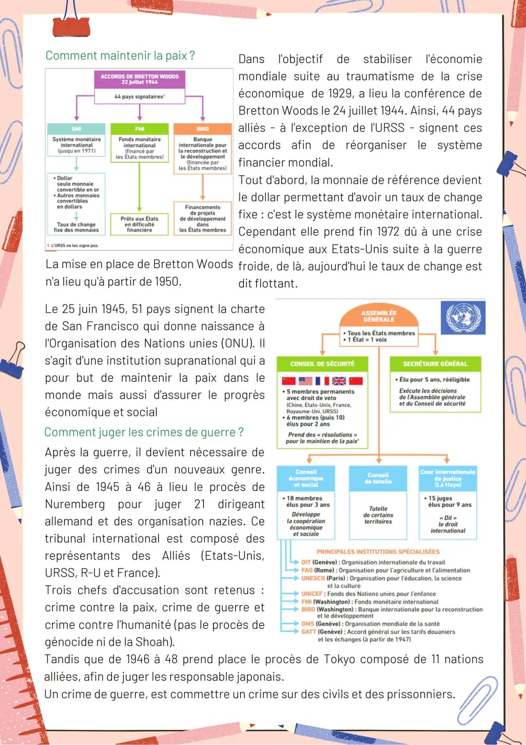 1
Histoire - Thème 2
Chapitre 1: La fin de la 2nde GM et les débats d'un
nouvel ordre
A partir de la fin de la seconde guerre mondiale il eu