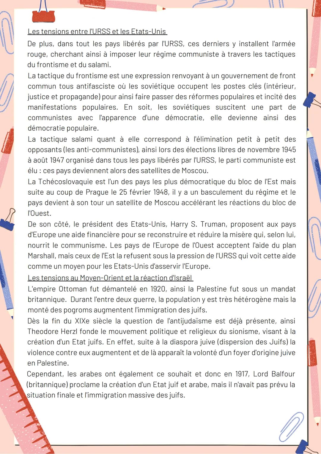 1
Histoire - Thème 2
Chapitre 1: La fin de la 2nde GM et les débats d'un
nouvel ordre
A partir de la fin de la seconde guerre mondiale il eu